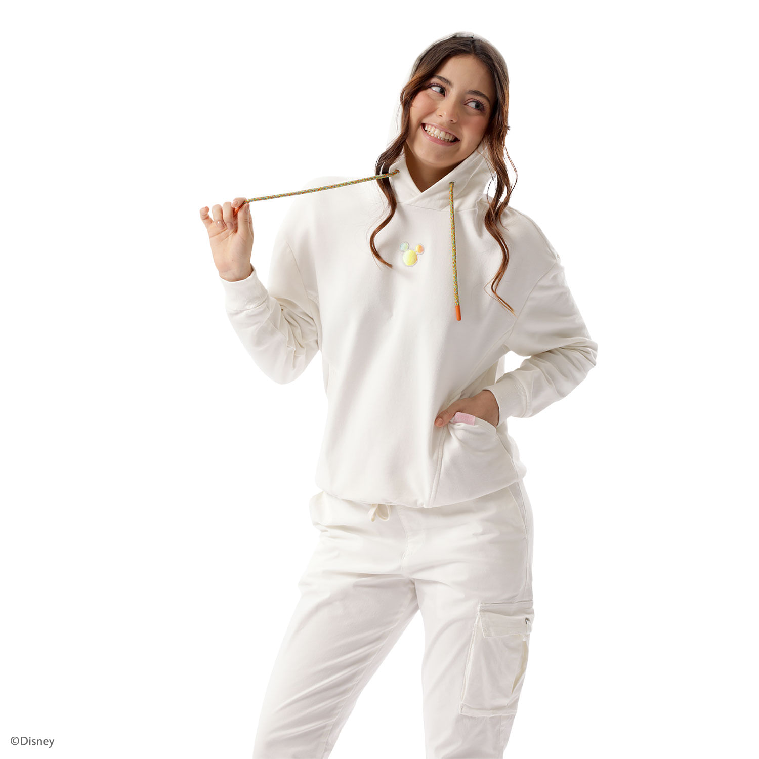 Buzo Hoodie Minnie In Real Life Sense Mirl S-M Blanco Brillante