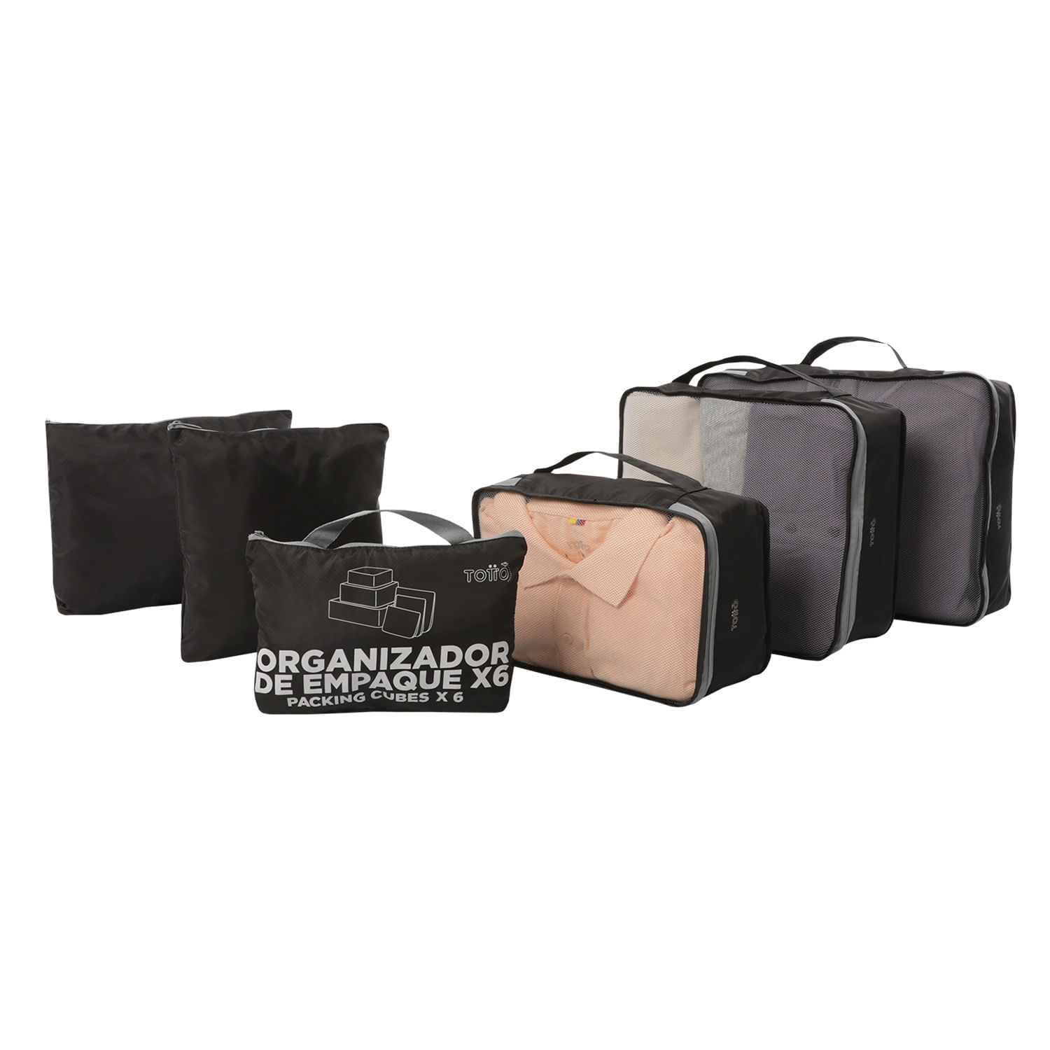 Bolsas para viaje Packing Cube X 6 Negro