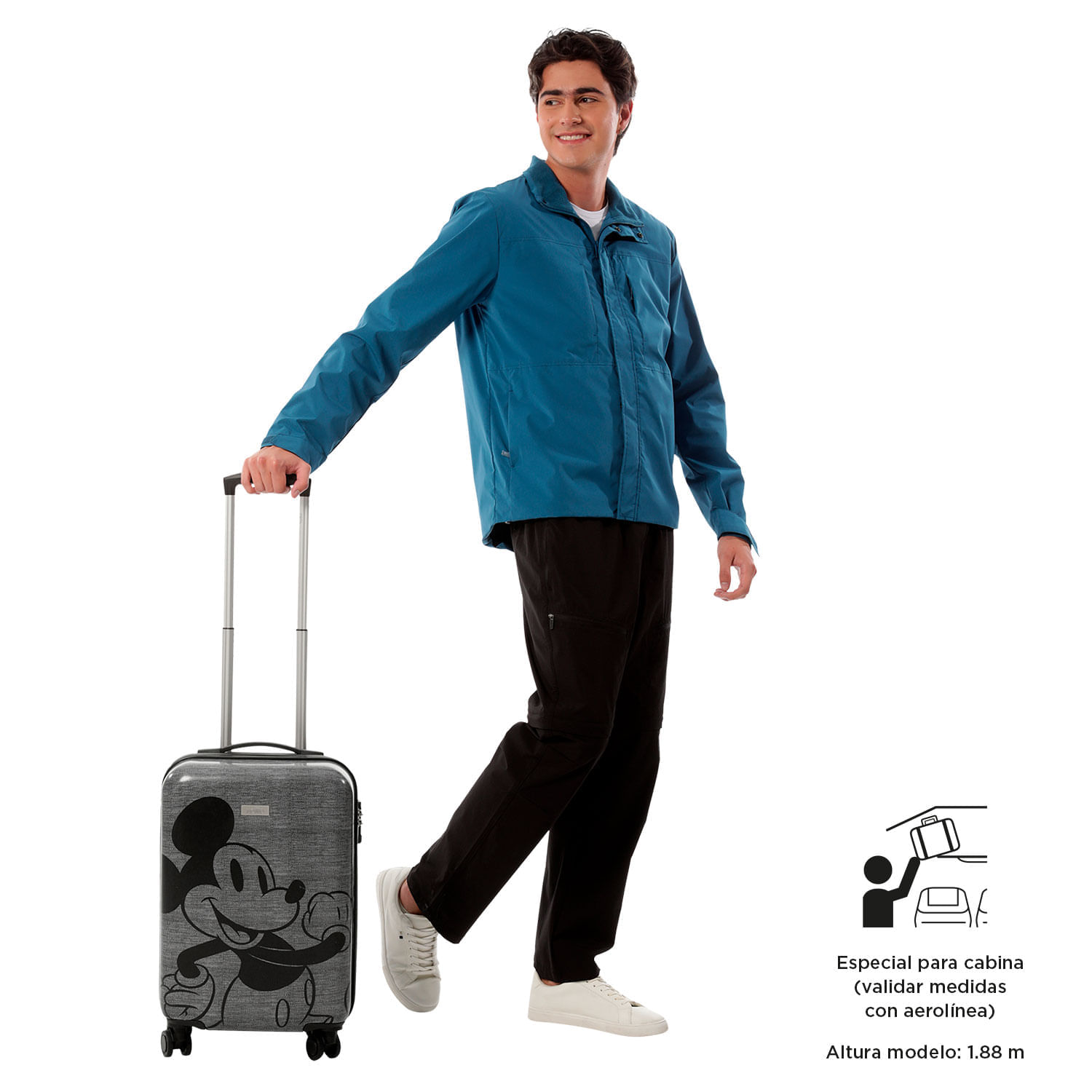 Maleta de Mano 360 Mickey Melange 10 kilos Gris