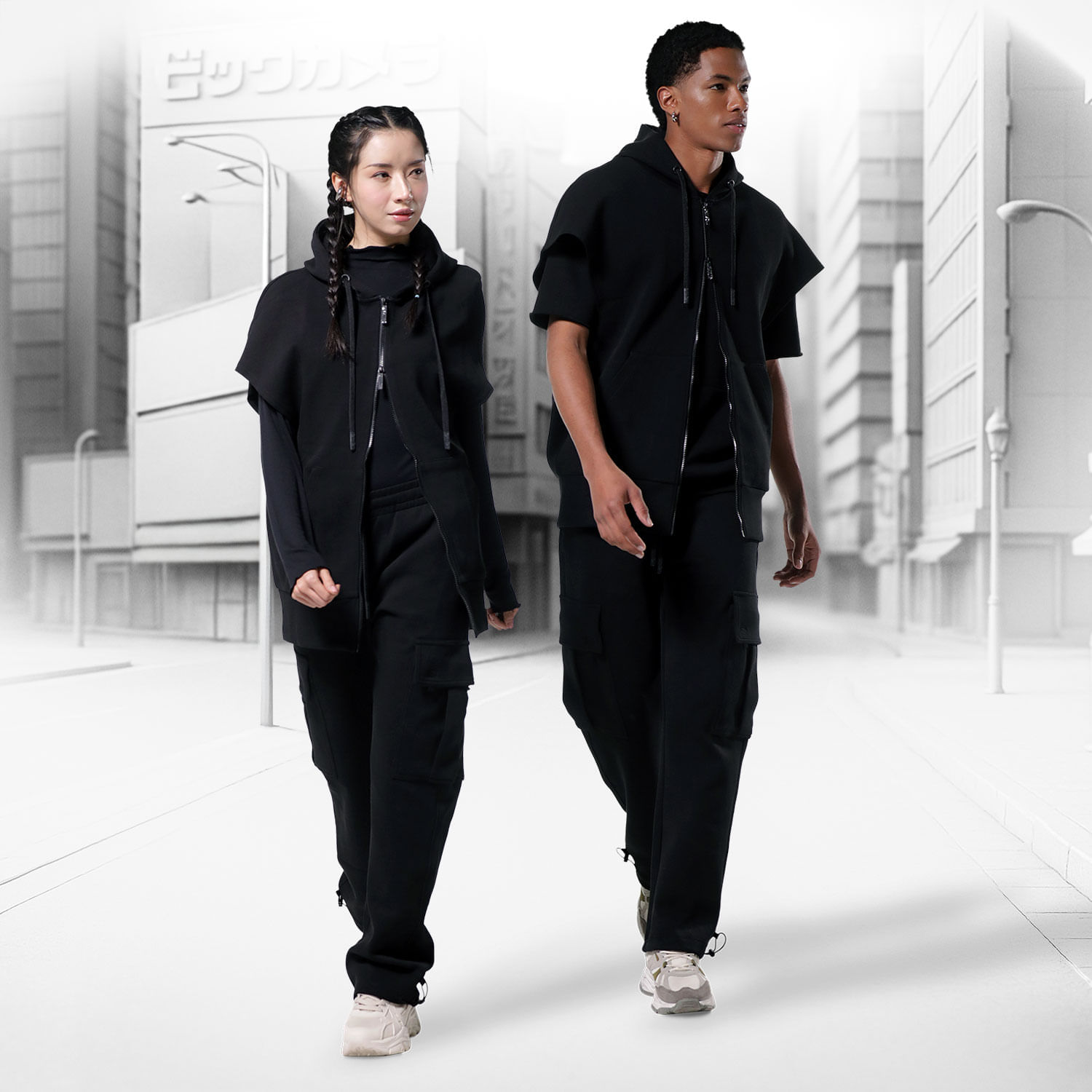 Sleeveless Hoodie abierto Sail para Mujer L negro