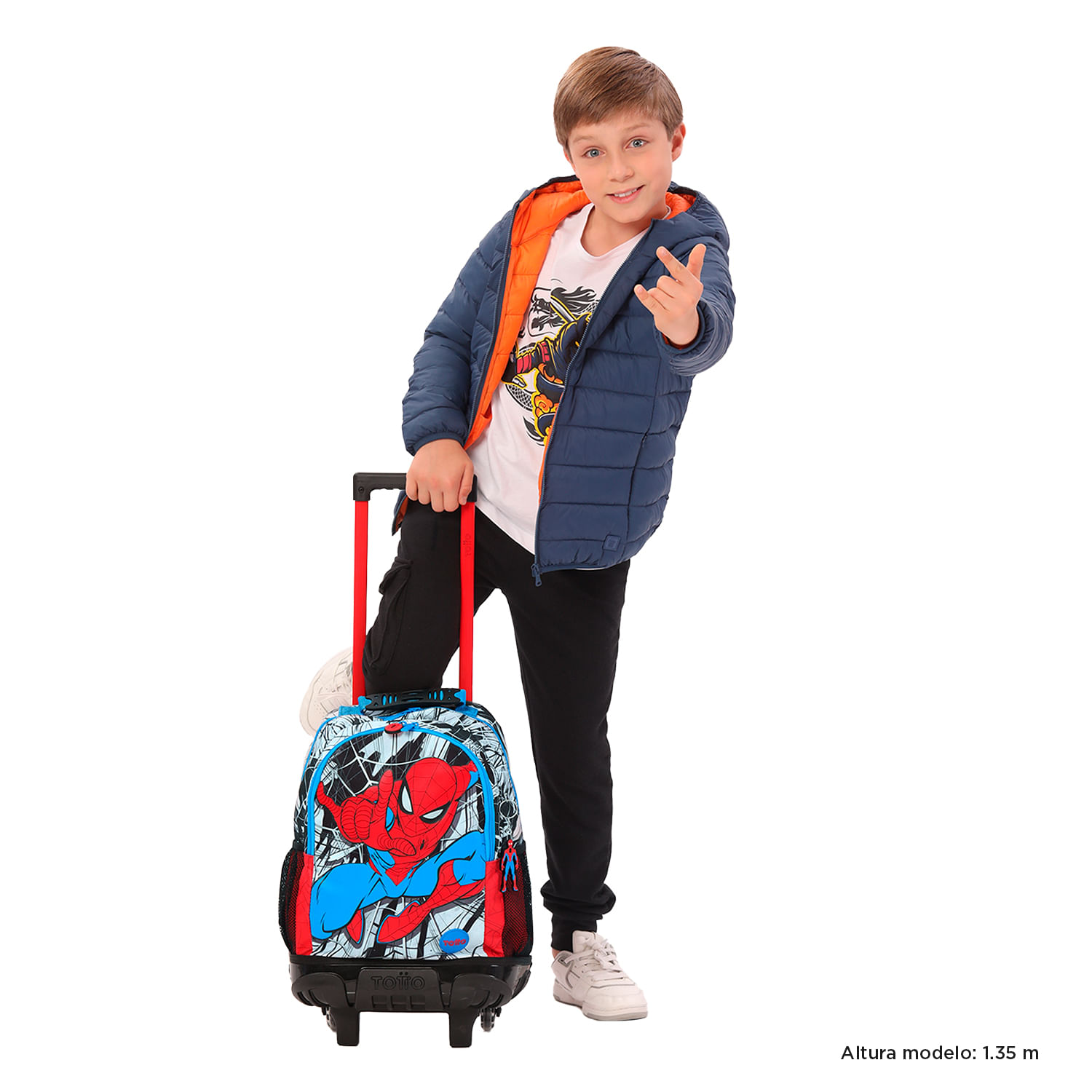 Morral con Ruedas para Niño Spiderman City Mediano Blanco