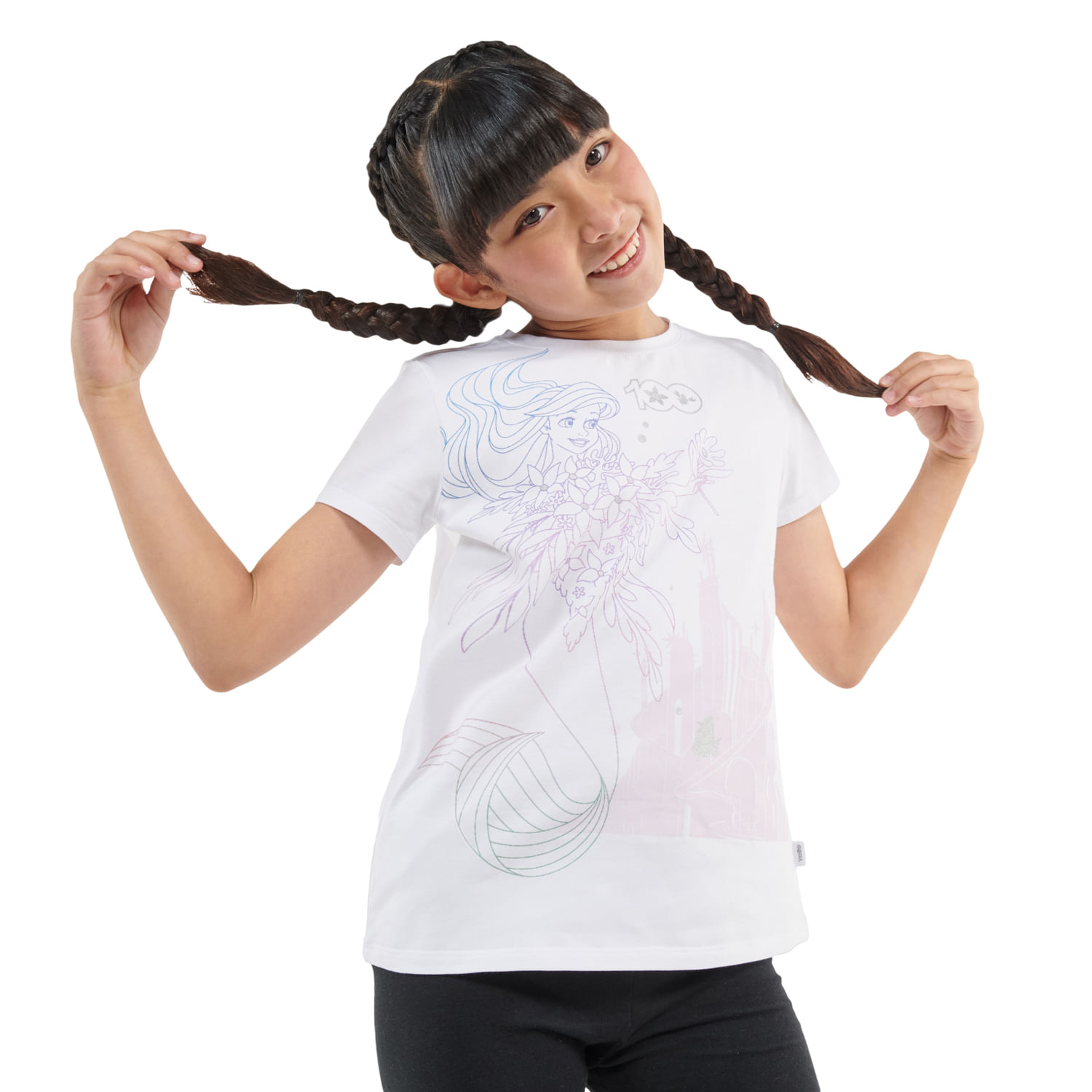 Camiseta para niña Disney 100 Ariel blanca