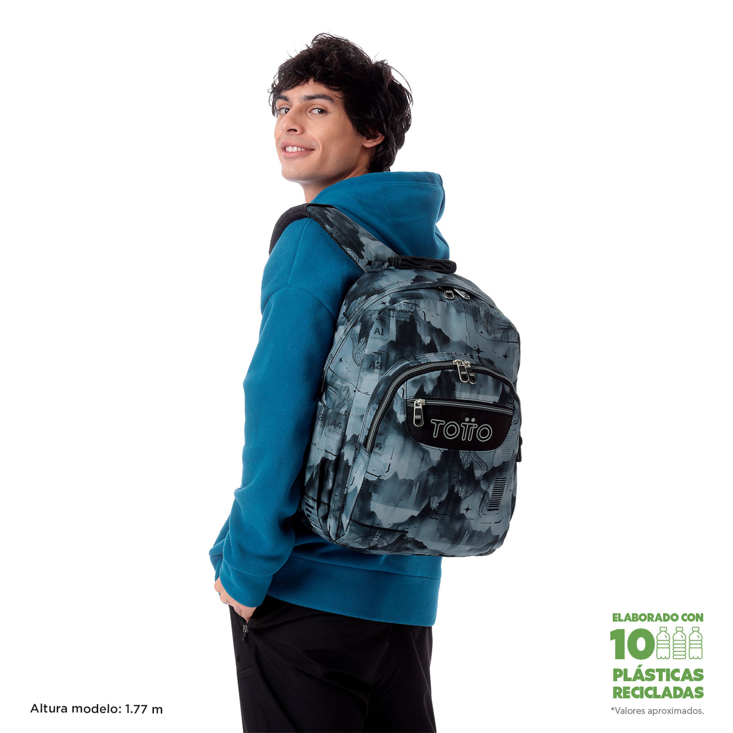 Maleta para colegio Acuarela Gris