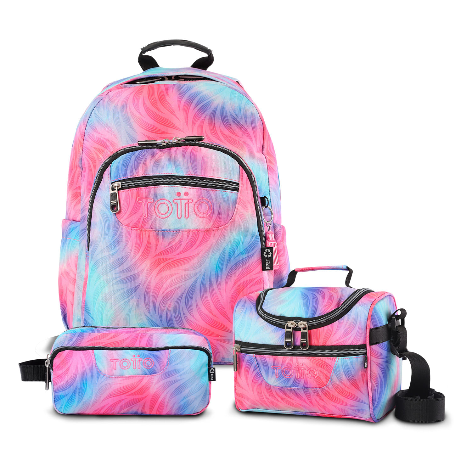 Kit Escolar Morral Acuarela, Lonchera Térmica y Cartuchera