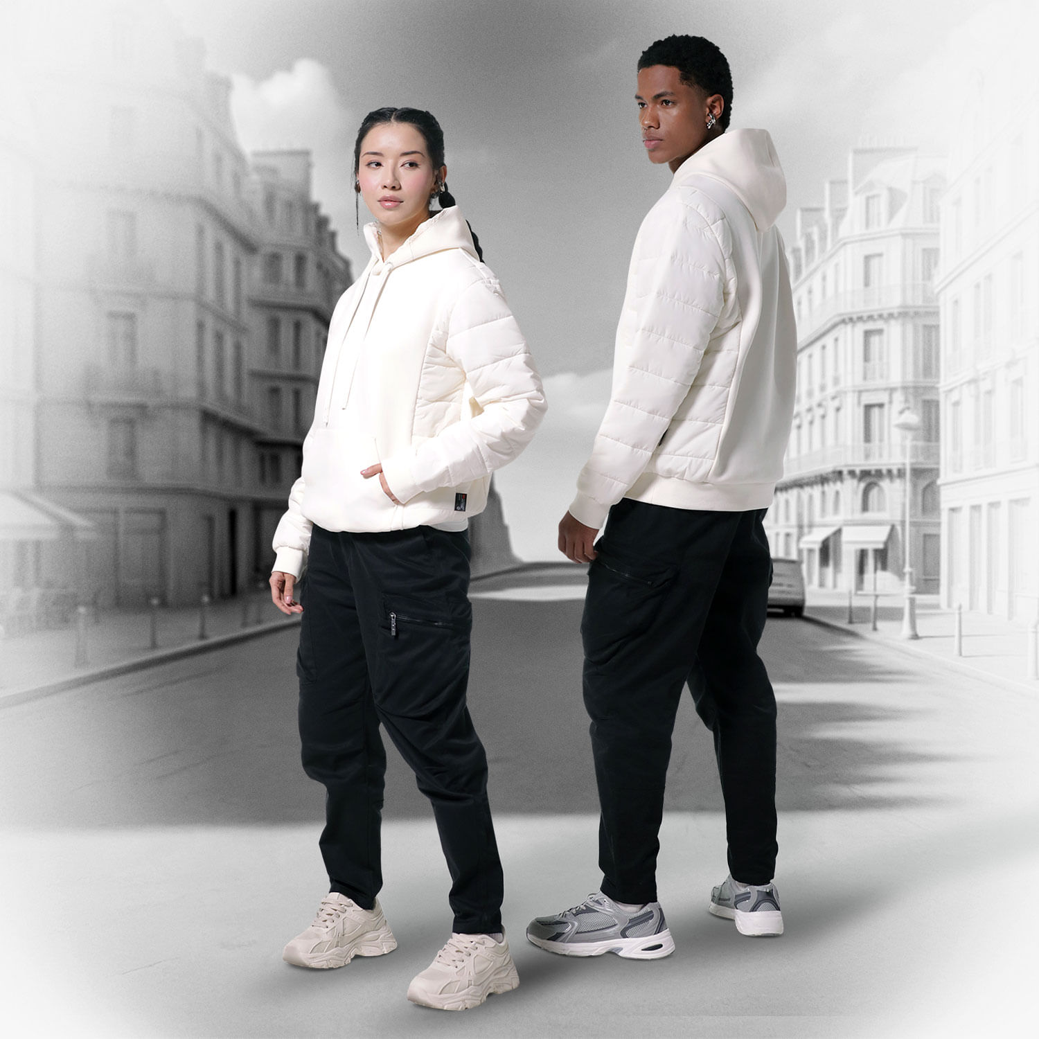 Buzo con capota Away Blanco Xl: Outfit para Viajar Cómodo