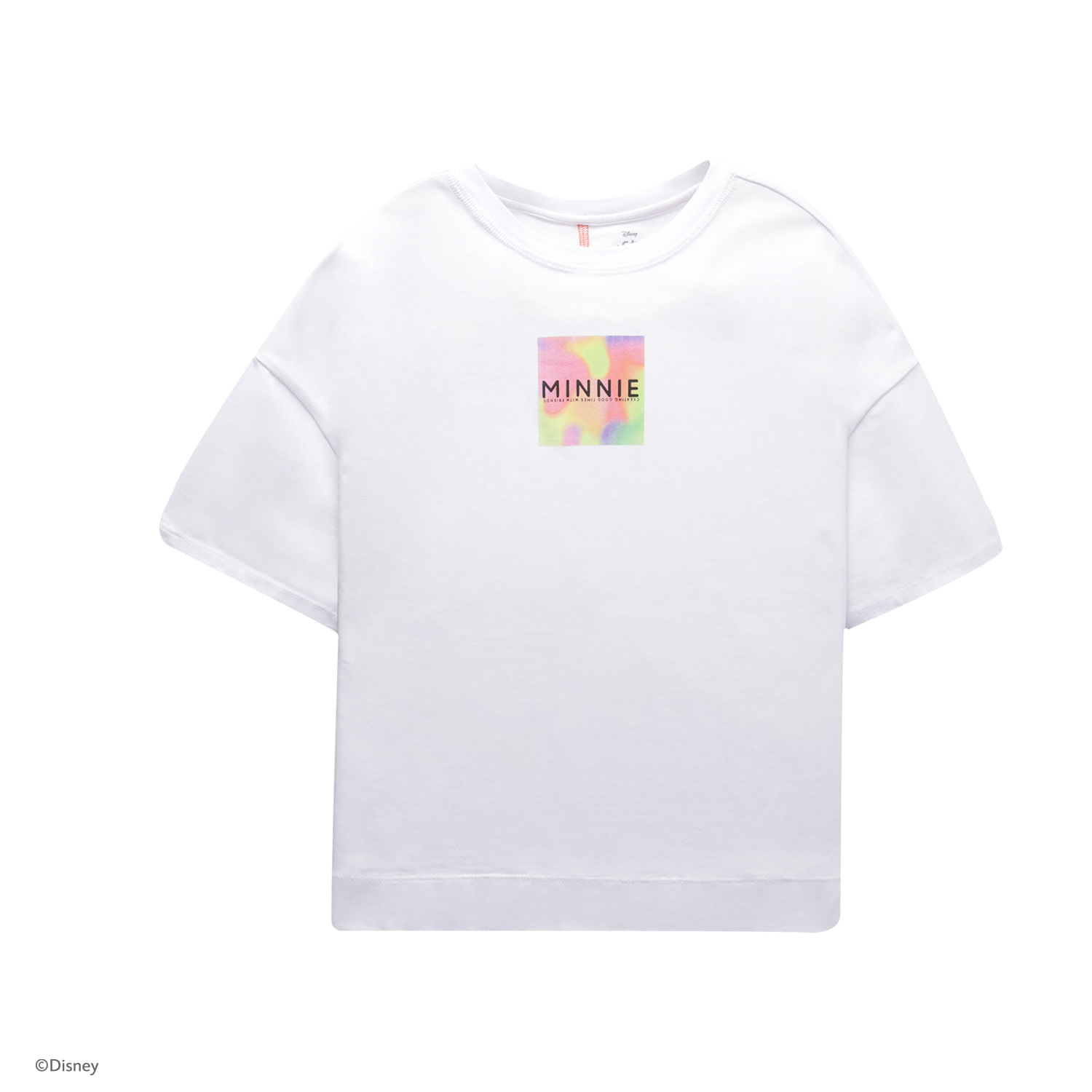 Camiseta Básica Blanca Mujer Minnie Mouse S-M cuello redondo