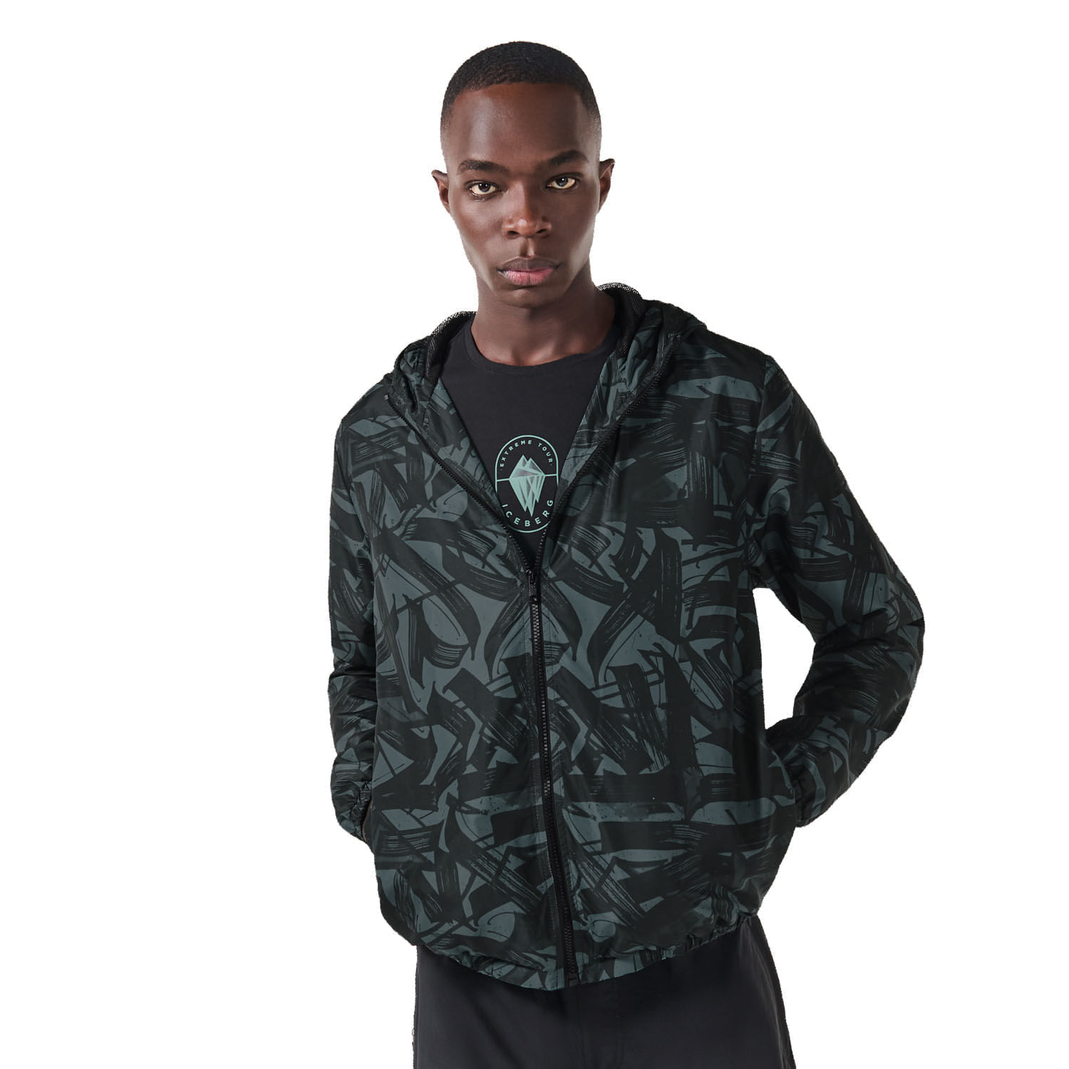 Chaqueta Ligera para Hombre Ice Print Xxl Verde