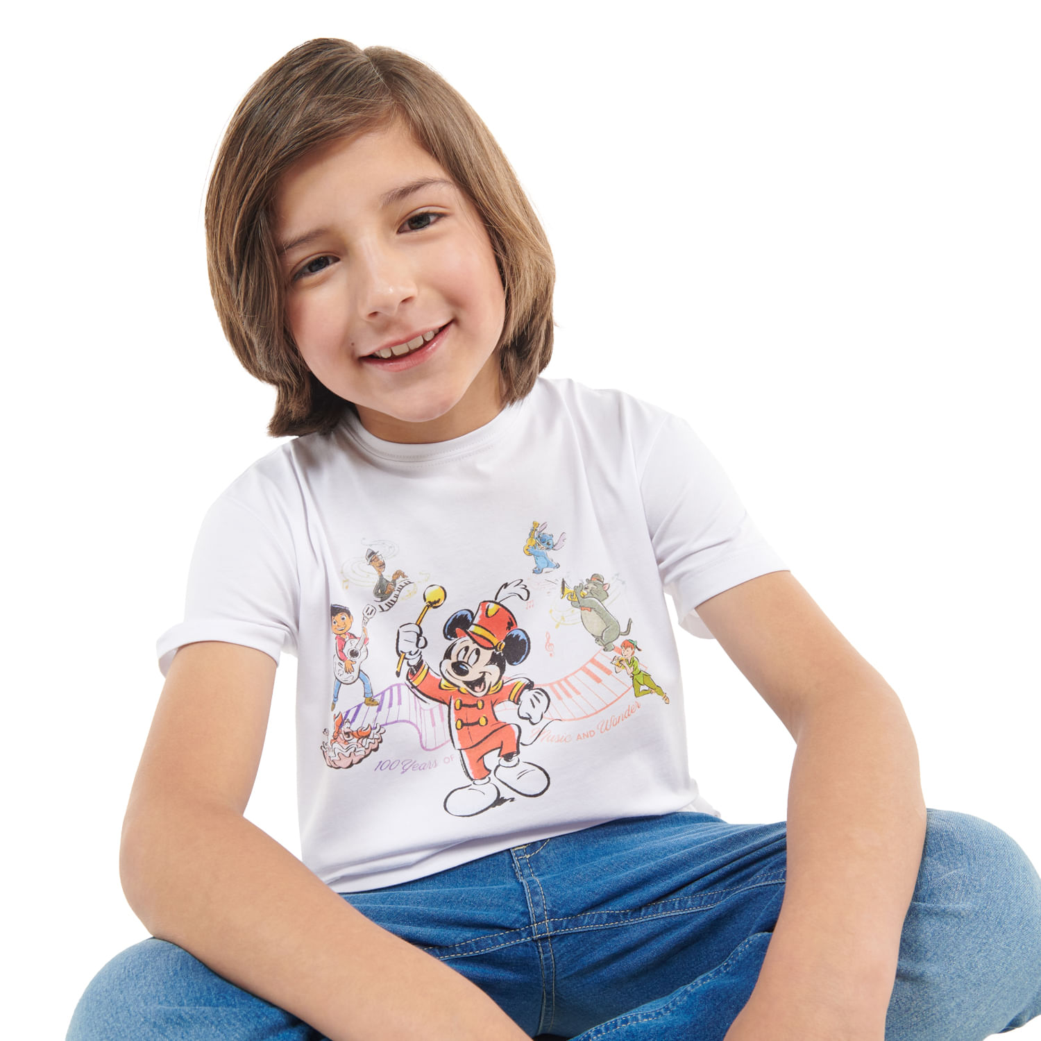 Camiseta para niño Disney 100 Music 1 blanca