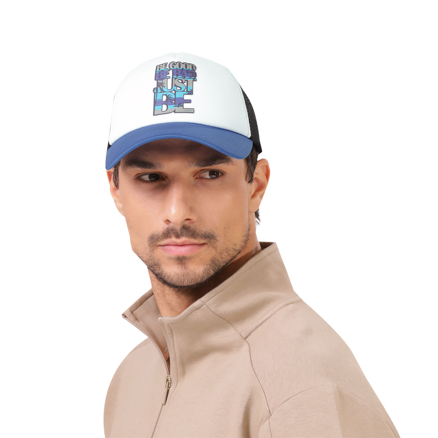 Gorra Camionera para Hombre Atlasy color Blanca/Azul