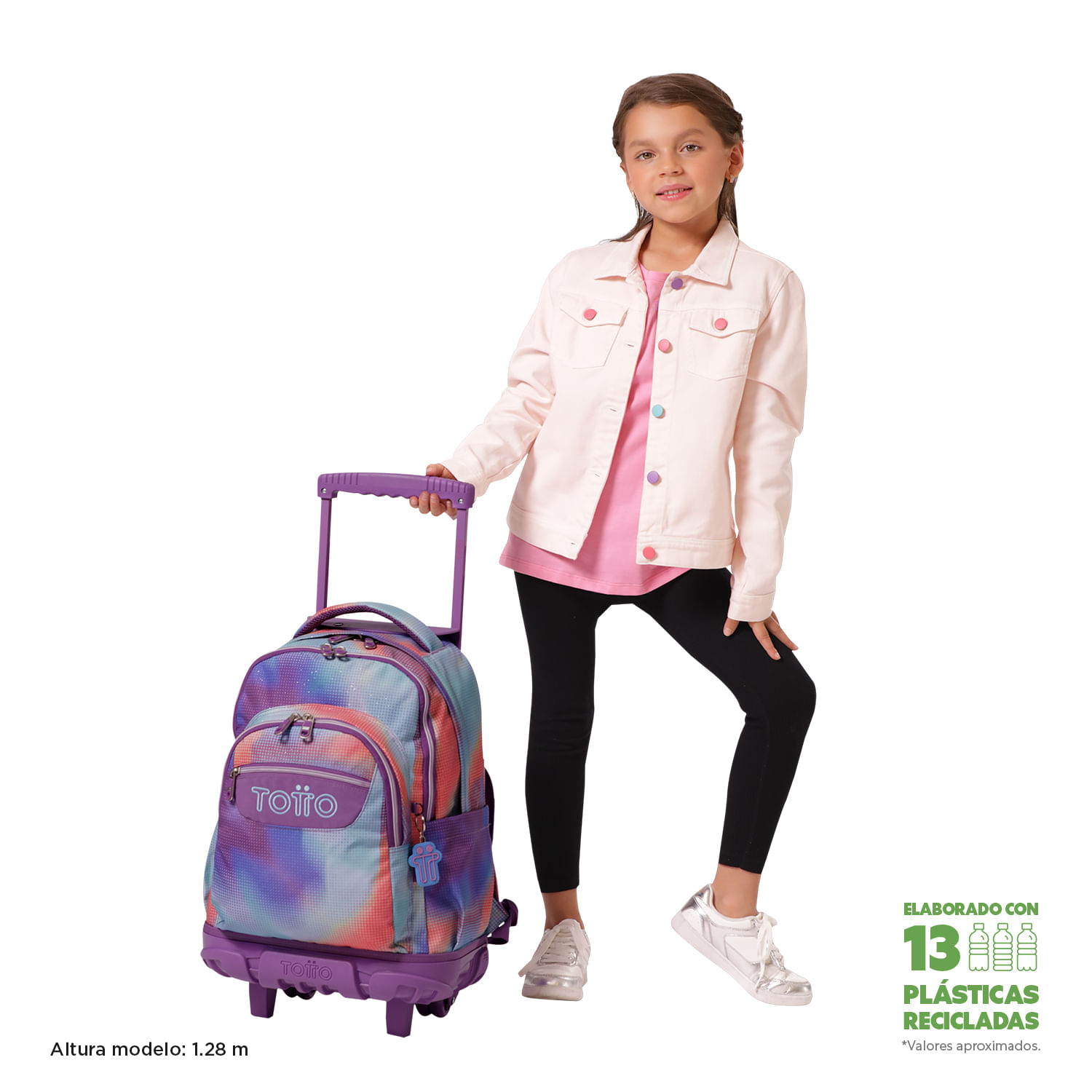 Morral Ruedas Niña Porta PC 15.4" Bomper Renglon Glitter