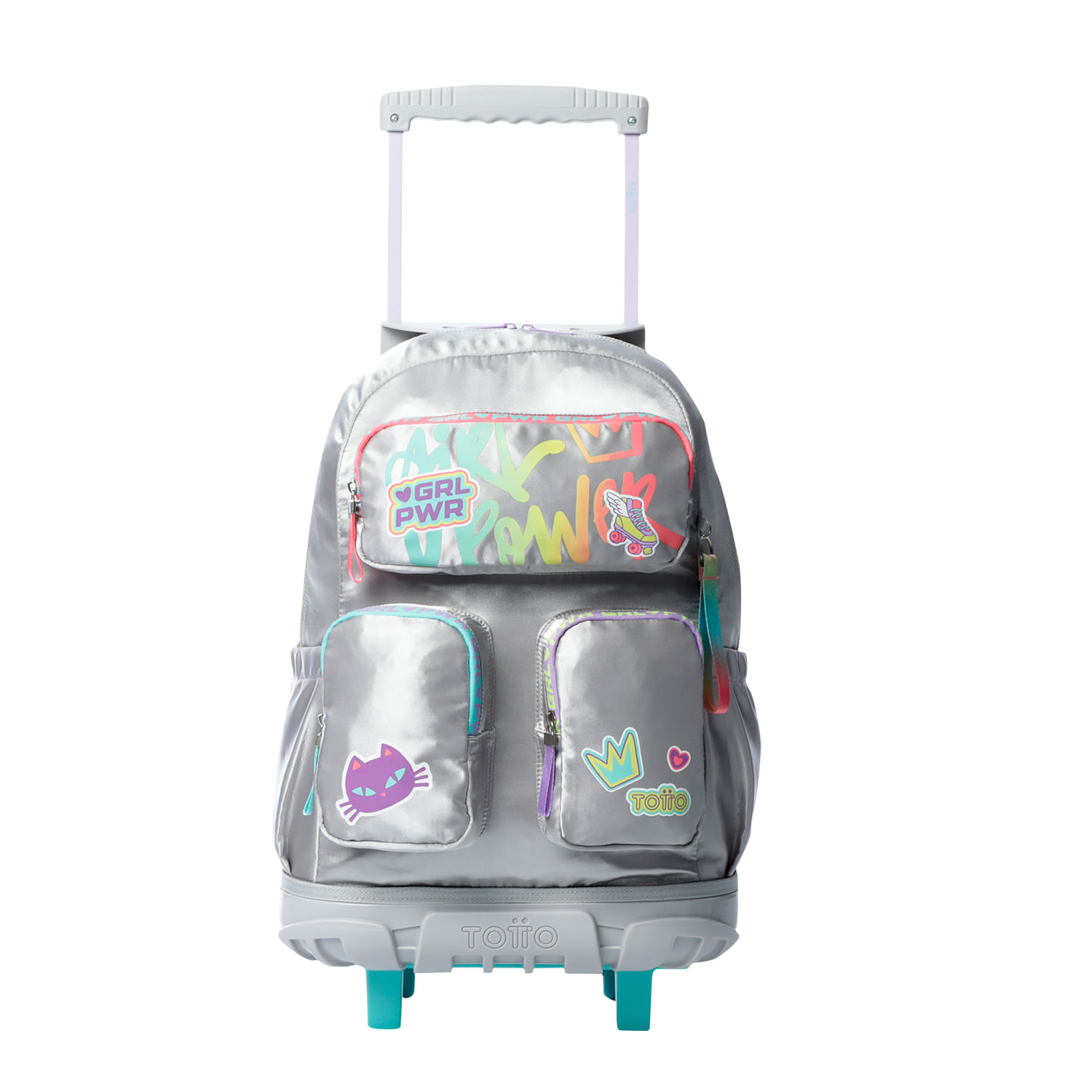 Morral con ruedas Niña Girl Power Grande Gris