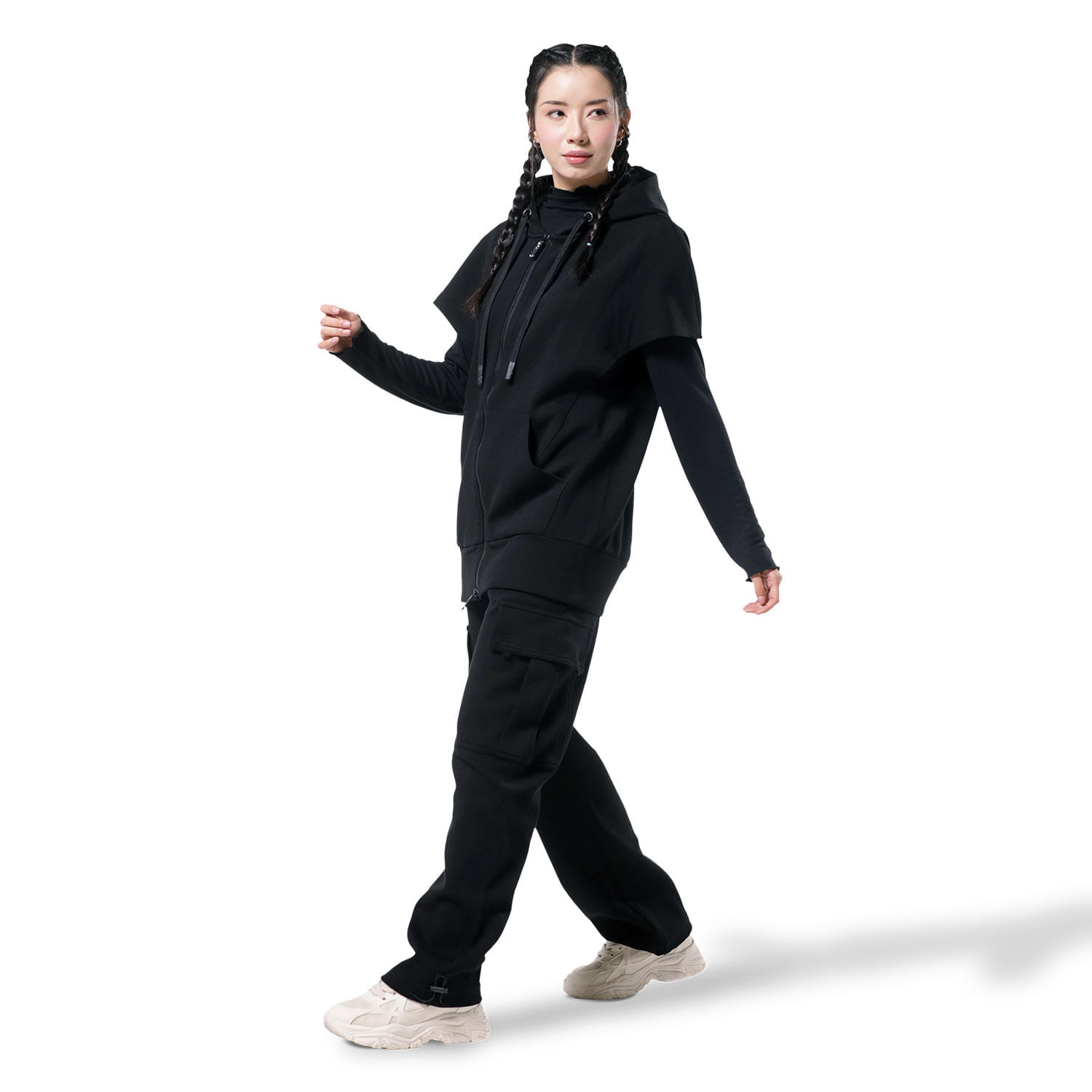 Sleeveless Hoodie abierto Sail para Mujer L negro