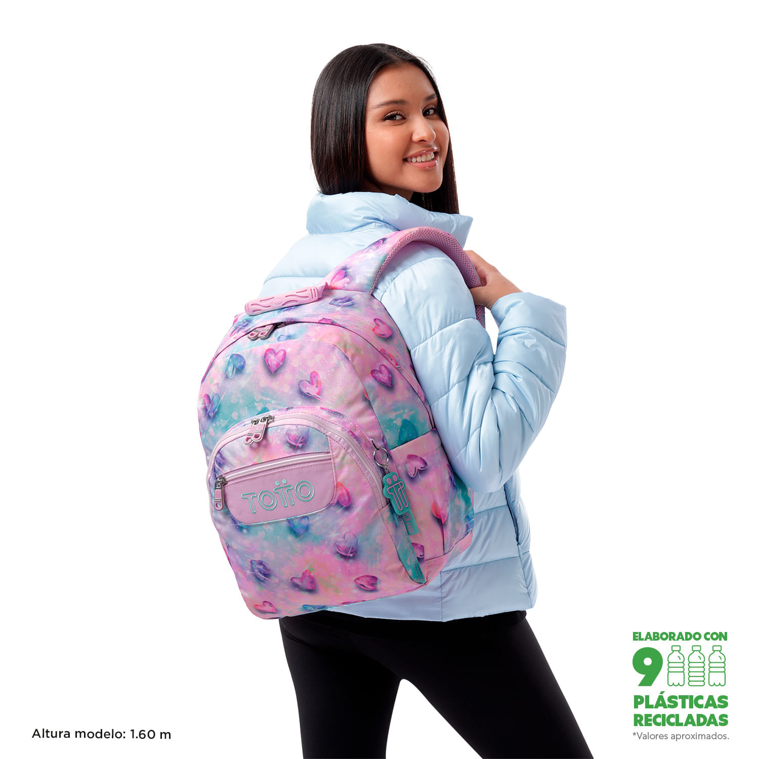 Maleta para colegio Gommas Glitter Rosado
