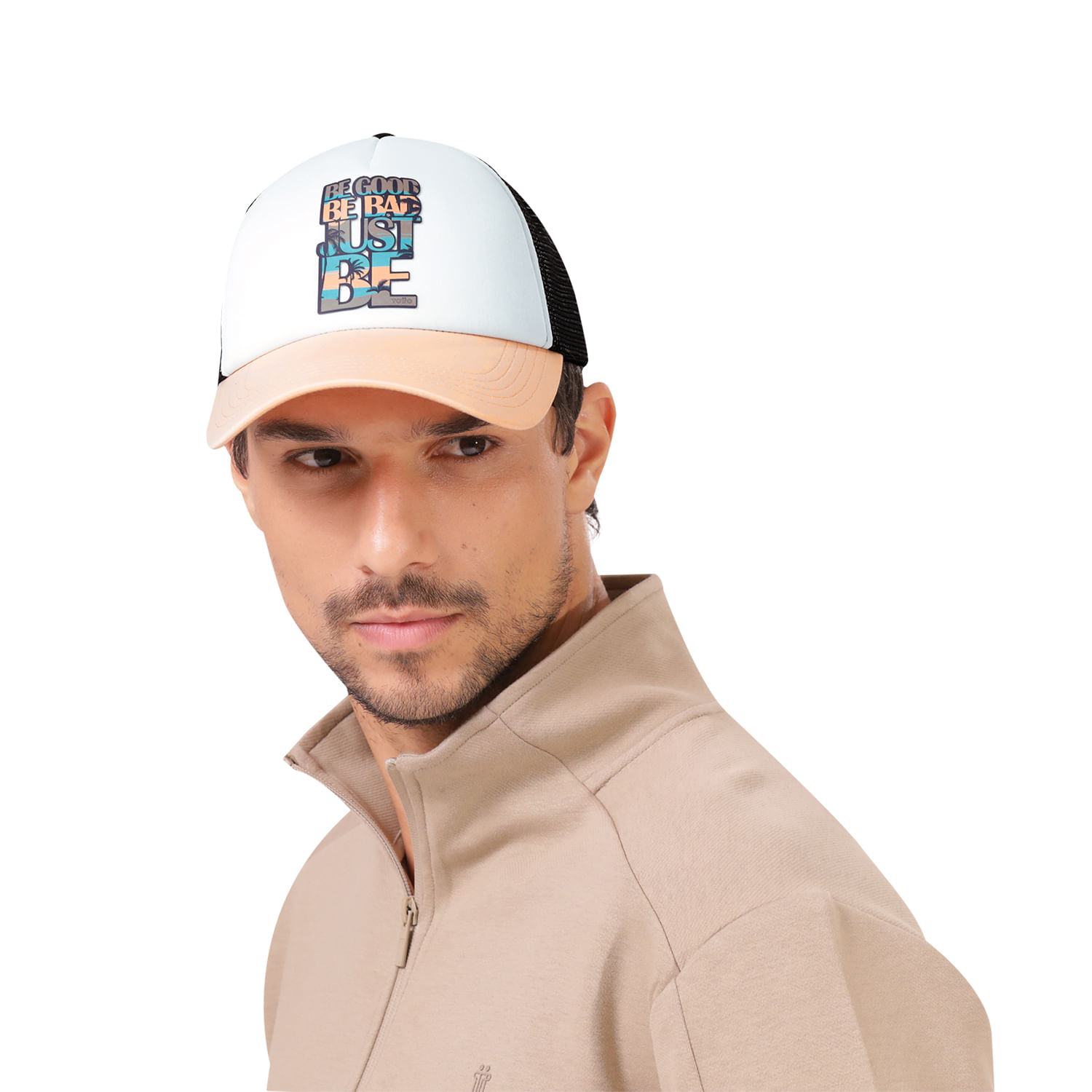 Gorra Camionera para Hombre Atlasy color Blanca/Rosada