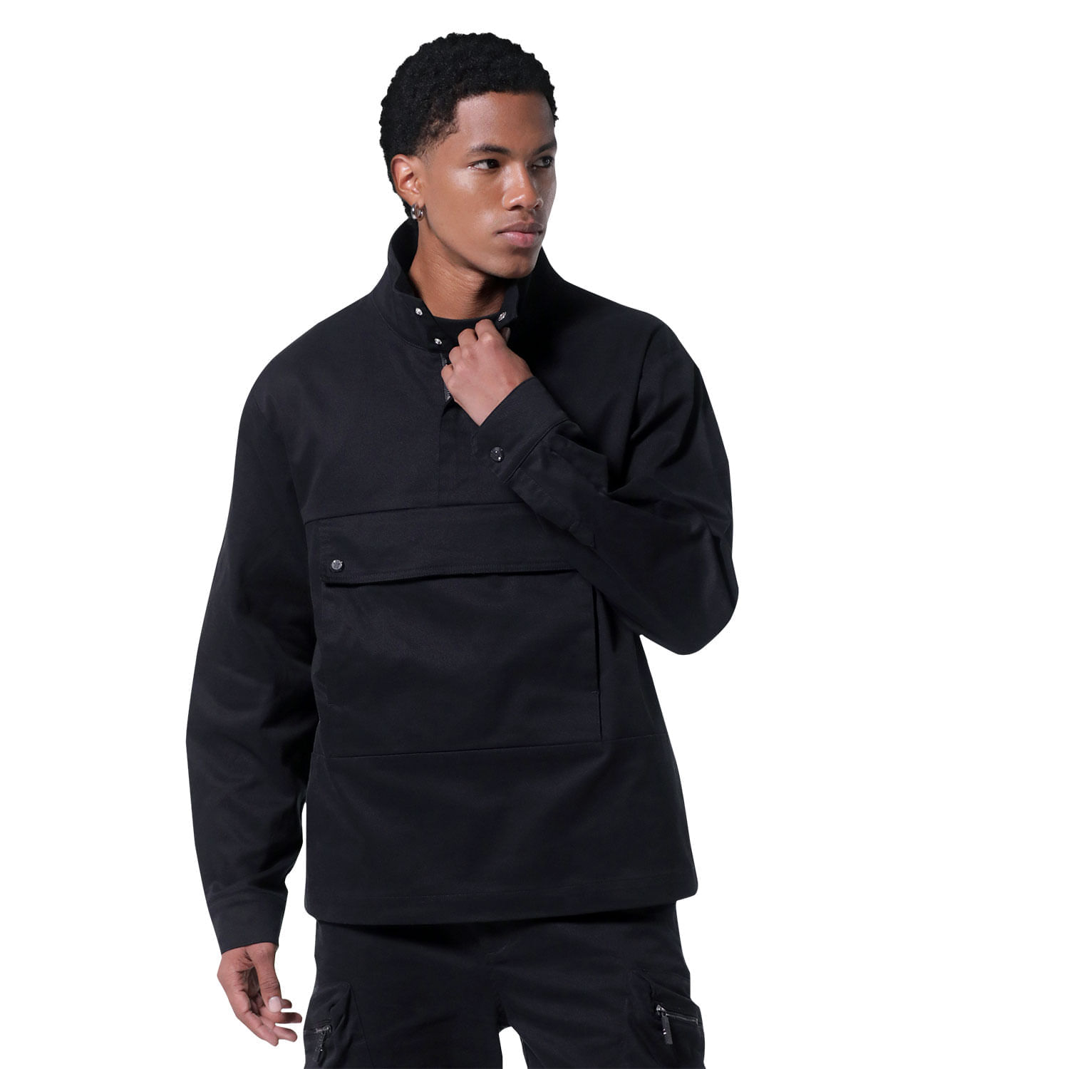 Chaqueta Pullover Trek Negra para hombre Xl con Cuello Alto