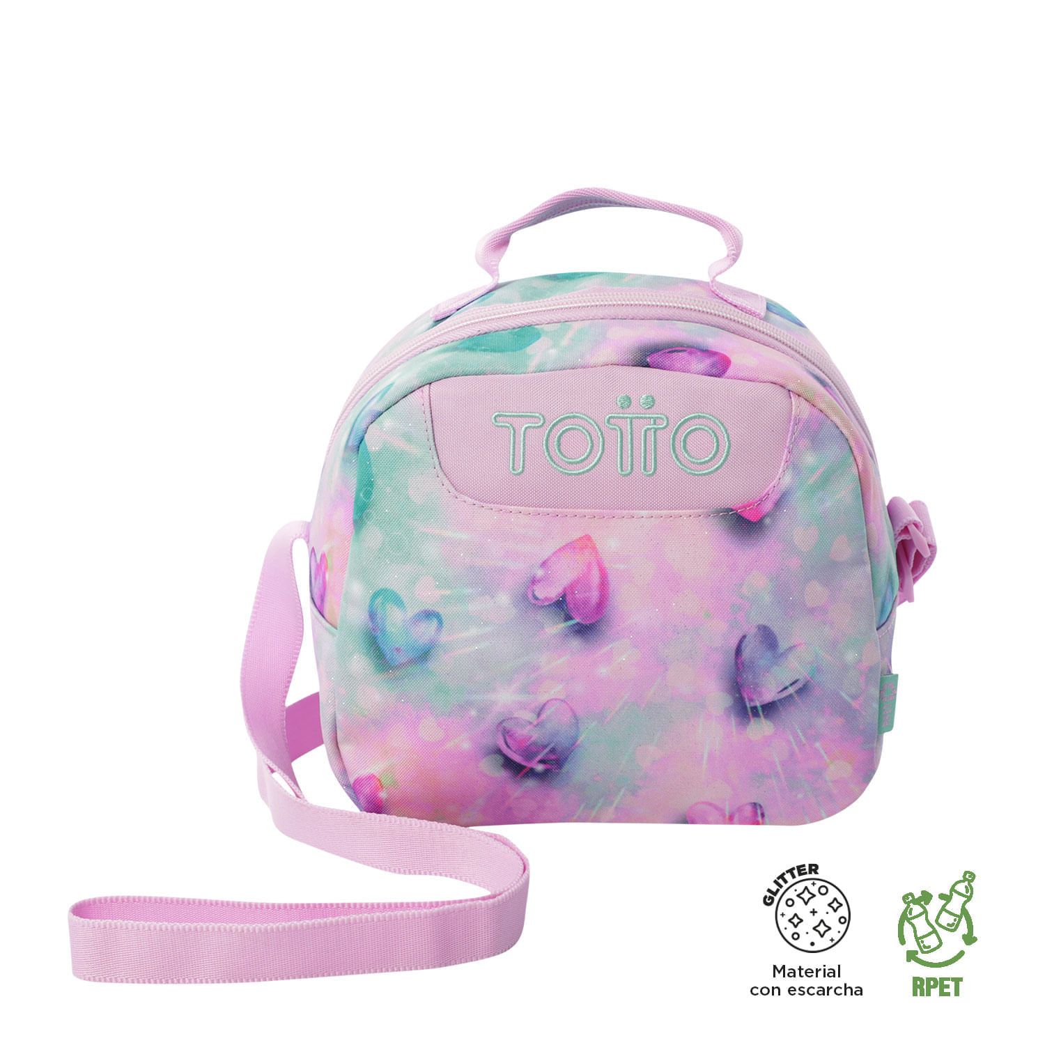 Lonchera Térmica Borrador Glitter Rosada con Recipiente Plástico