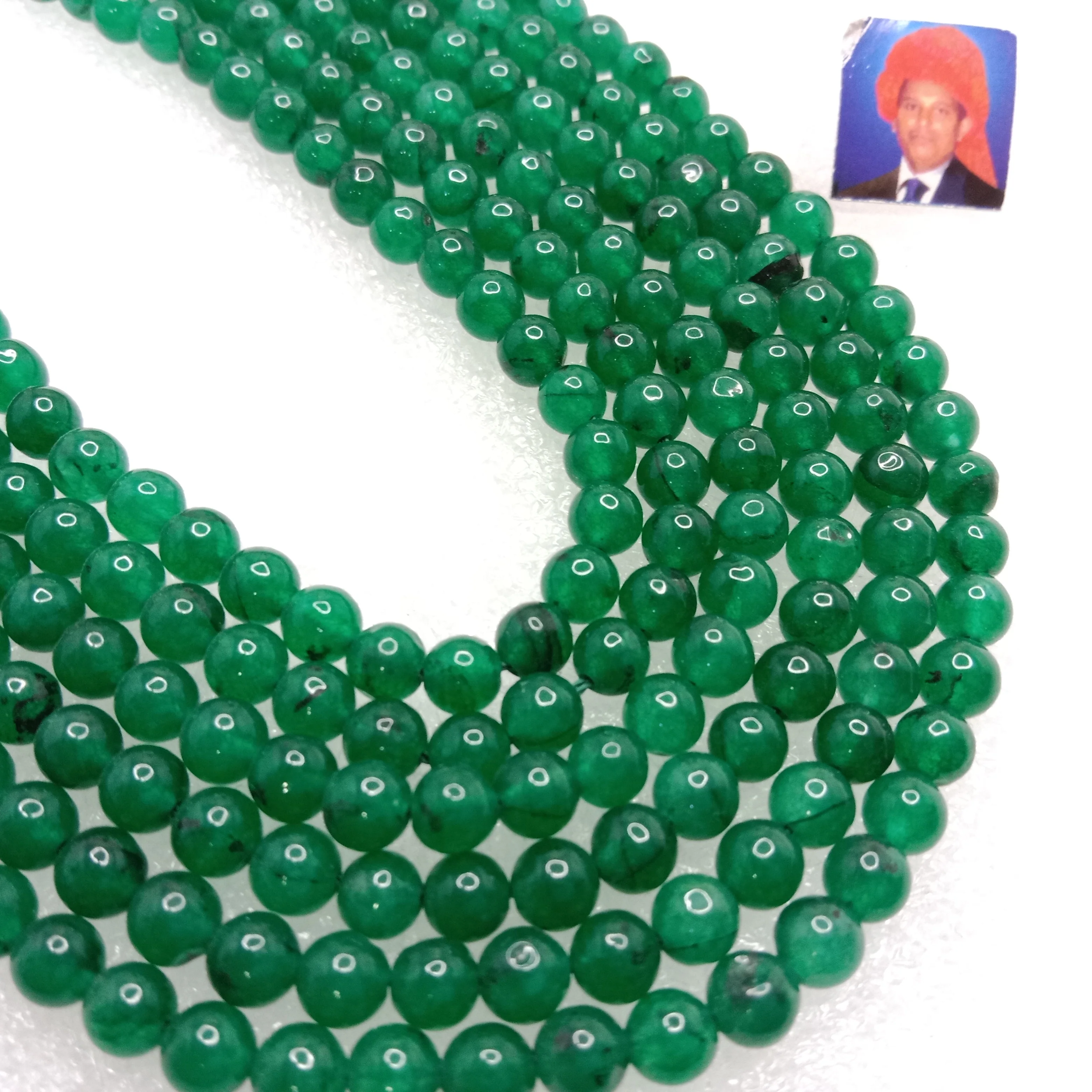 Dark green 6mm plan agate beads 1 string