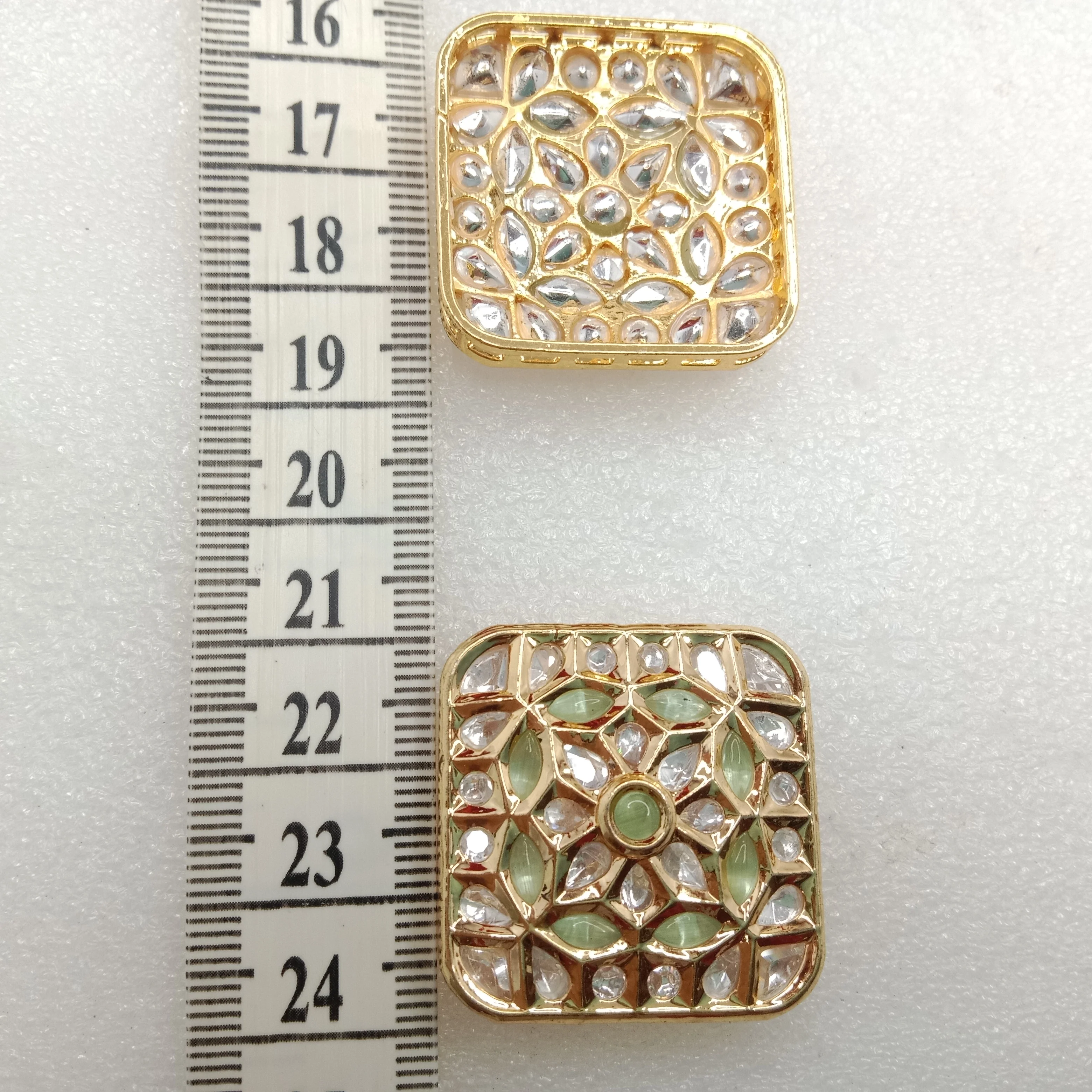 Mint (2pcs) high quality kundan connectors square shape 31mm(3cm)