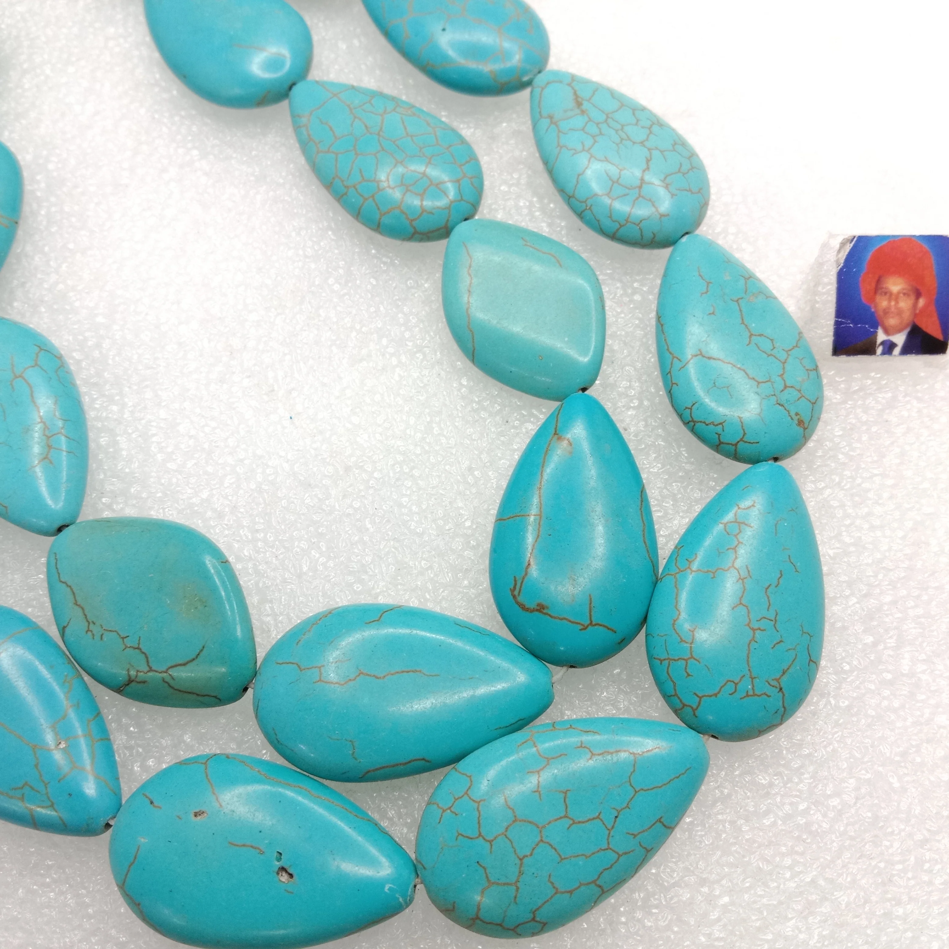 Big pears shape turquoise beads 1 string