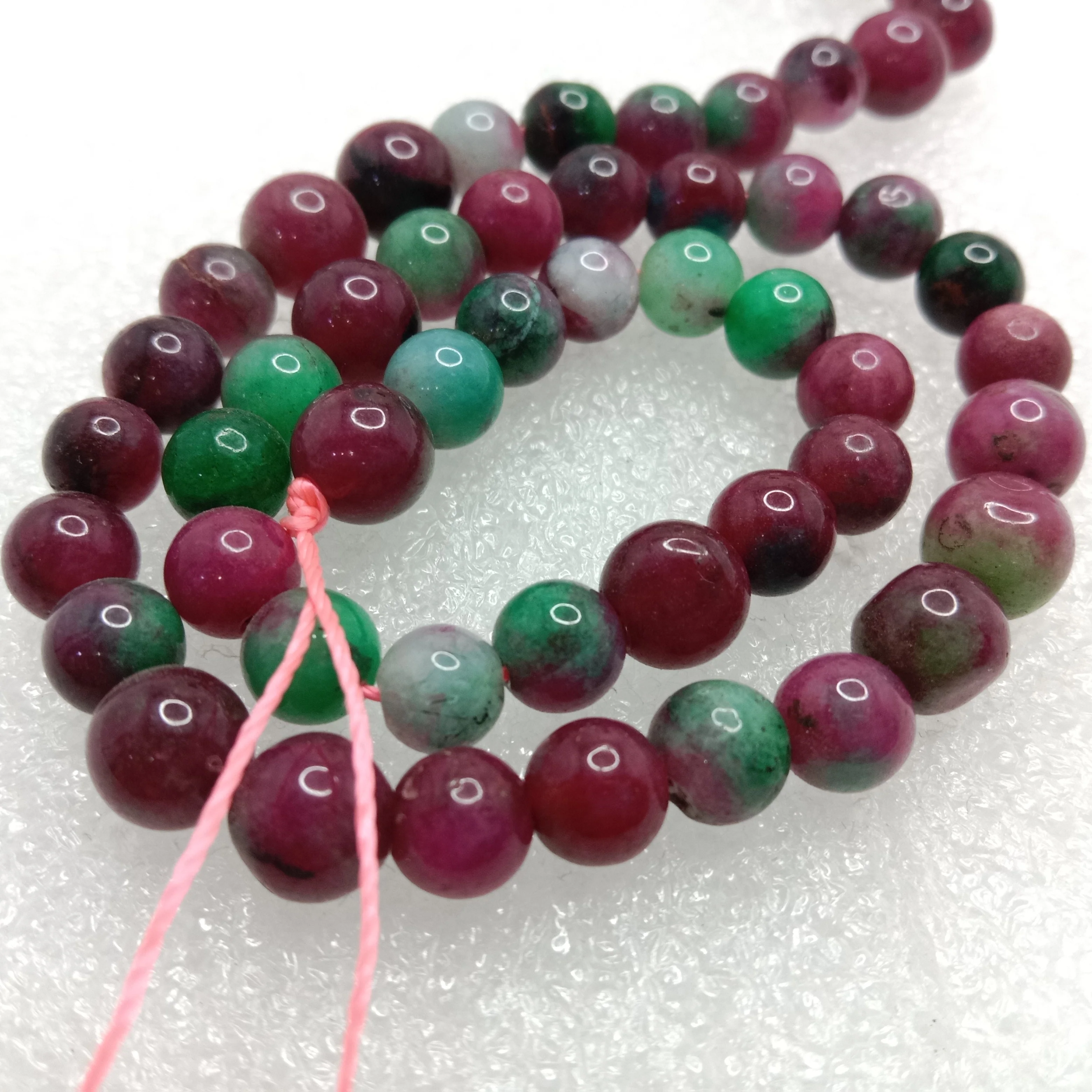 Ruby zoistie 6mm plan agate beads 1 string