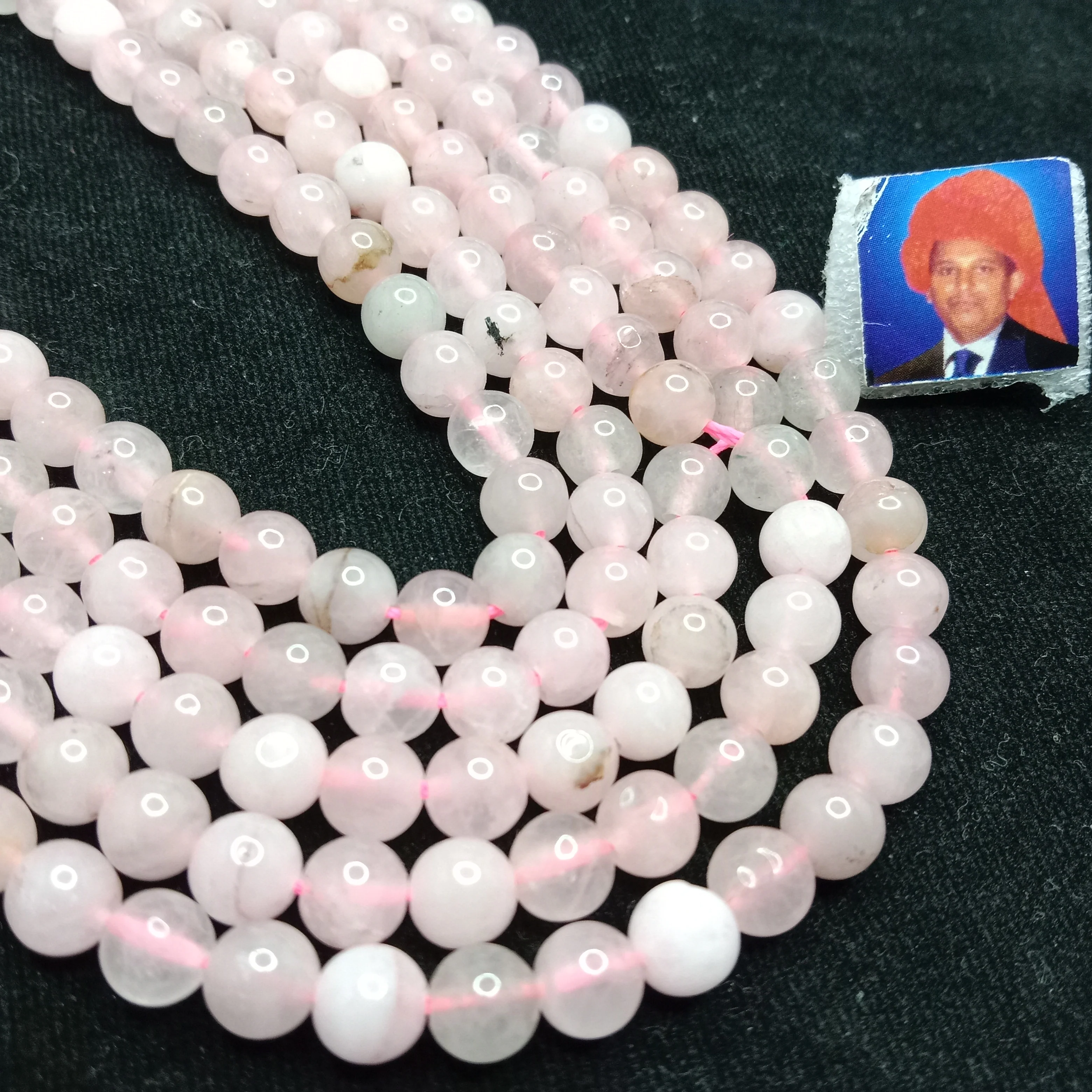 Sea pink 6mm plan agate beads 1 string