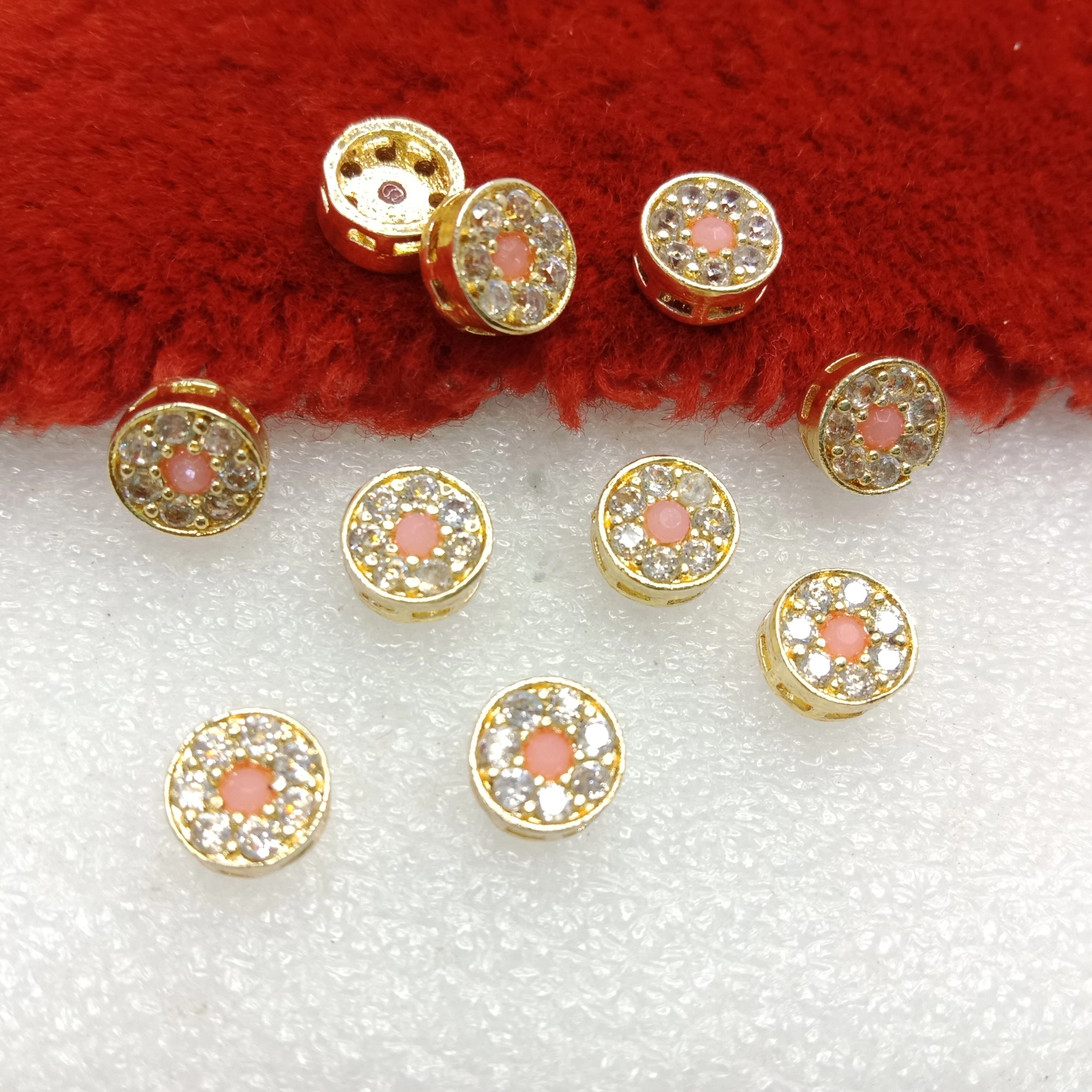 Light pink round shape (10pcs) high quality AD connectors (8mm)(2cm)