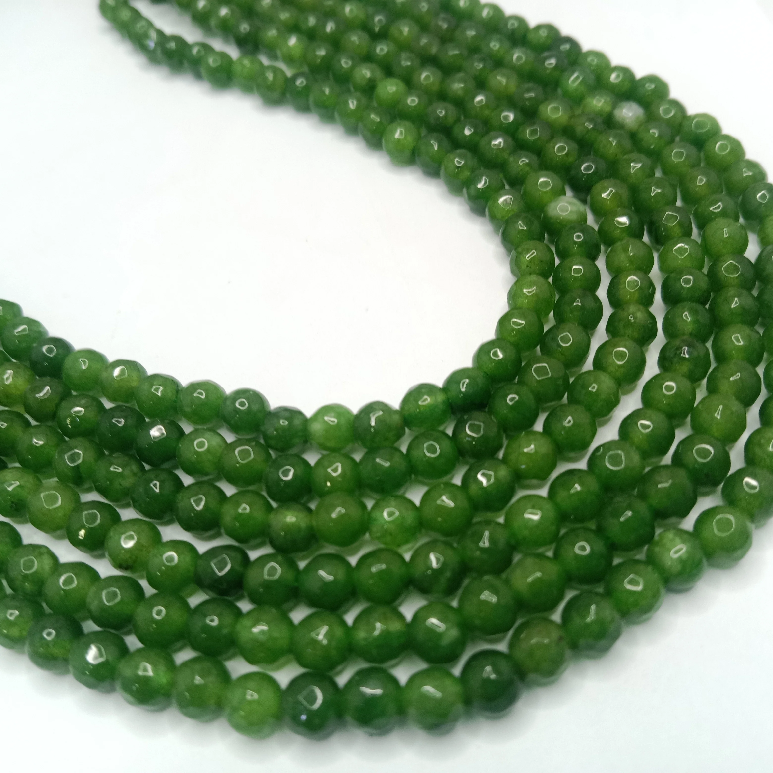 Olive Green High Quality agate Round Beads 4mm 1 string