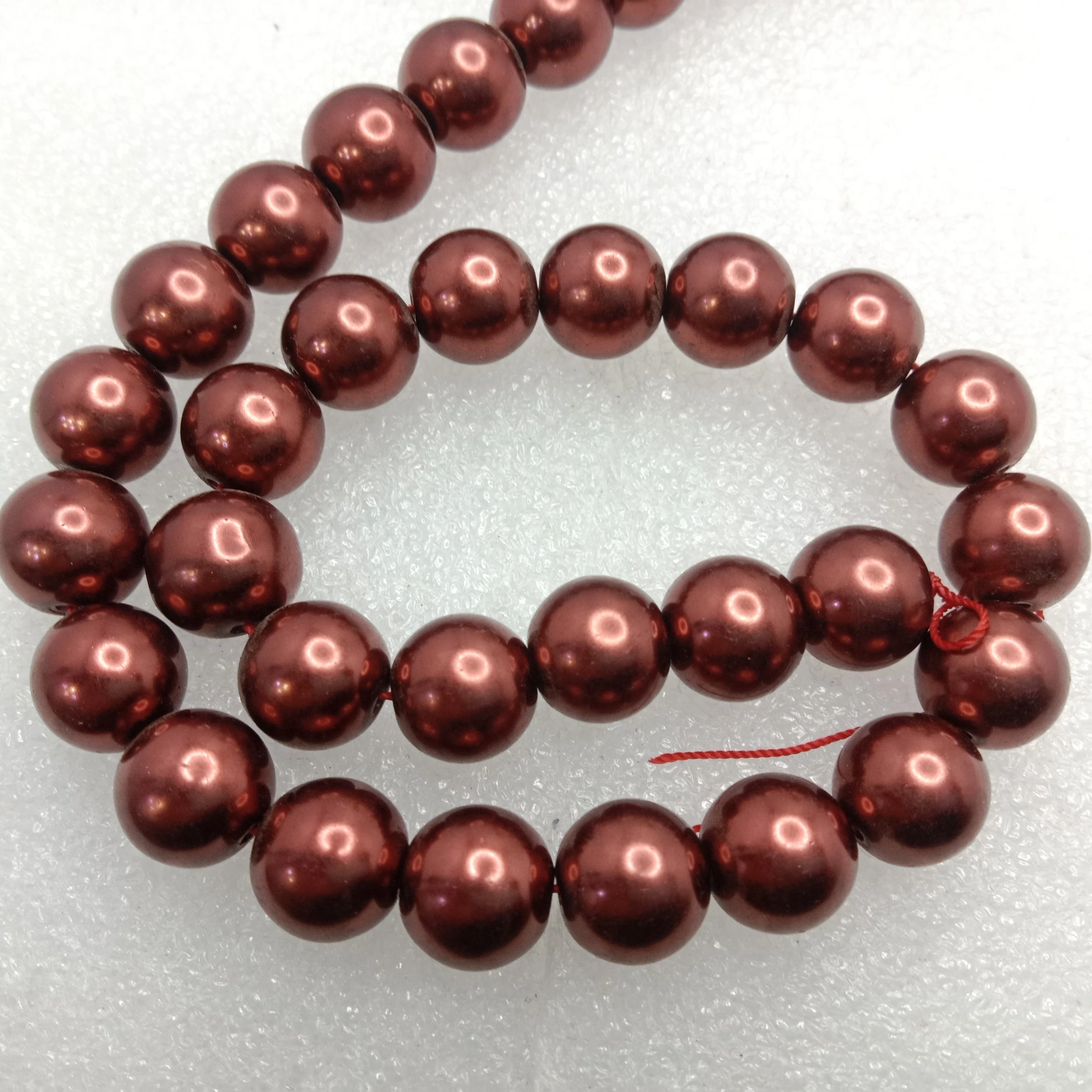 High quality red metallic pearls 12 mm 1 string