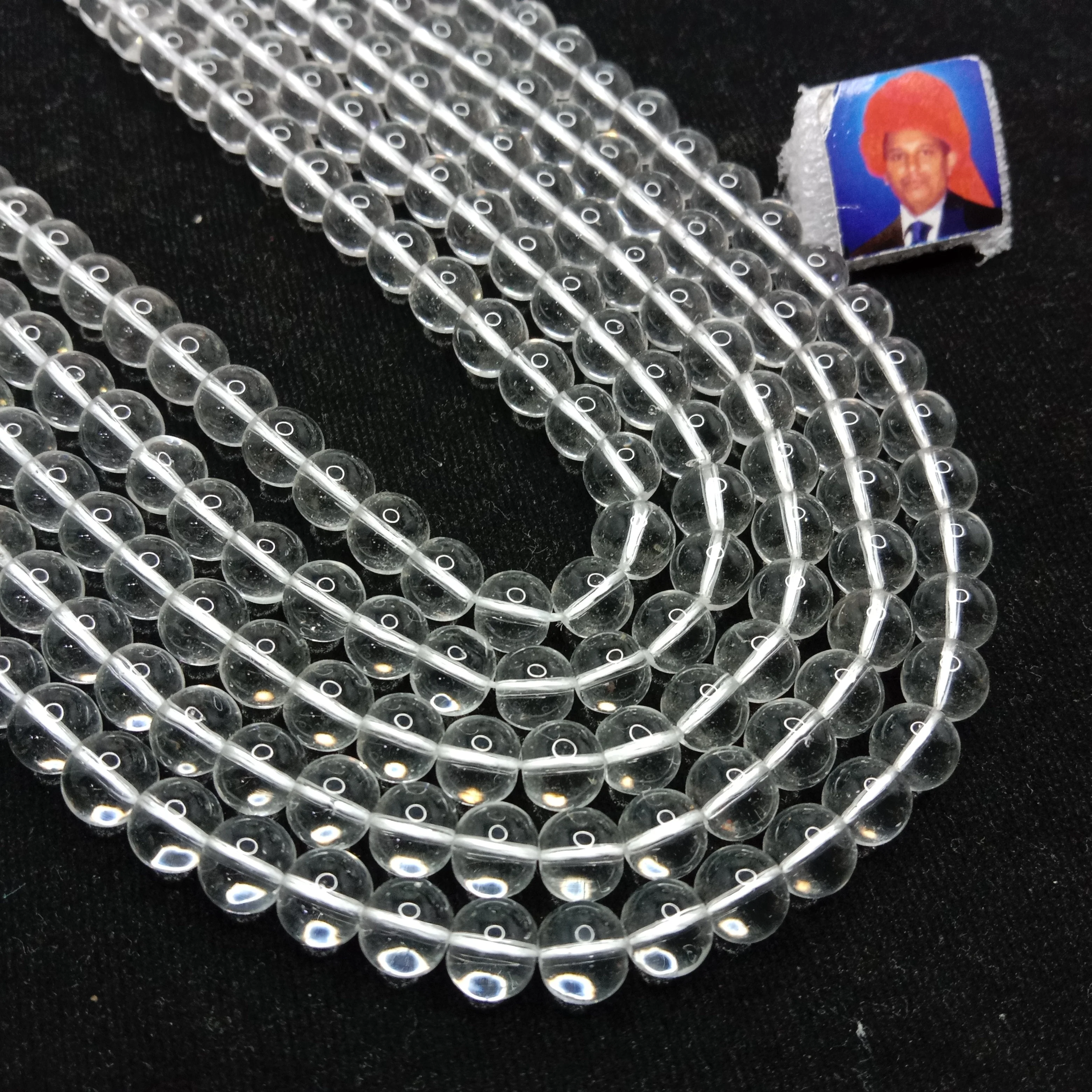 Rock crystal 6mm plan agate beads 1 string