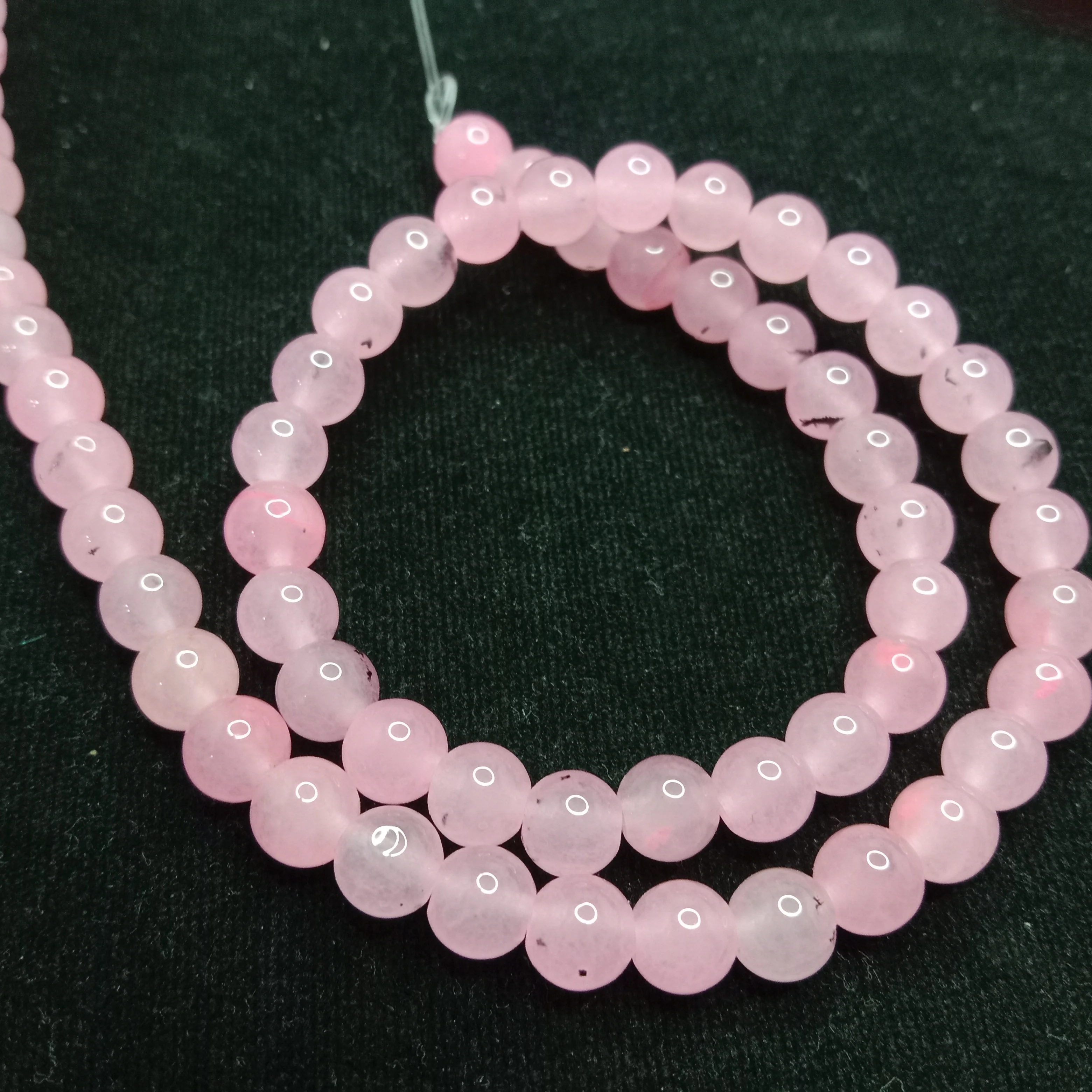 Heart stone (pink) 6mm plan agate beads 1 string