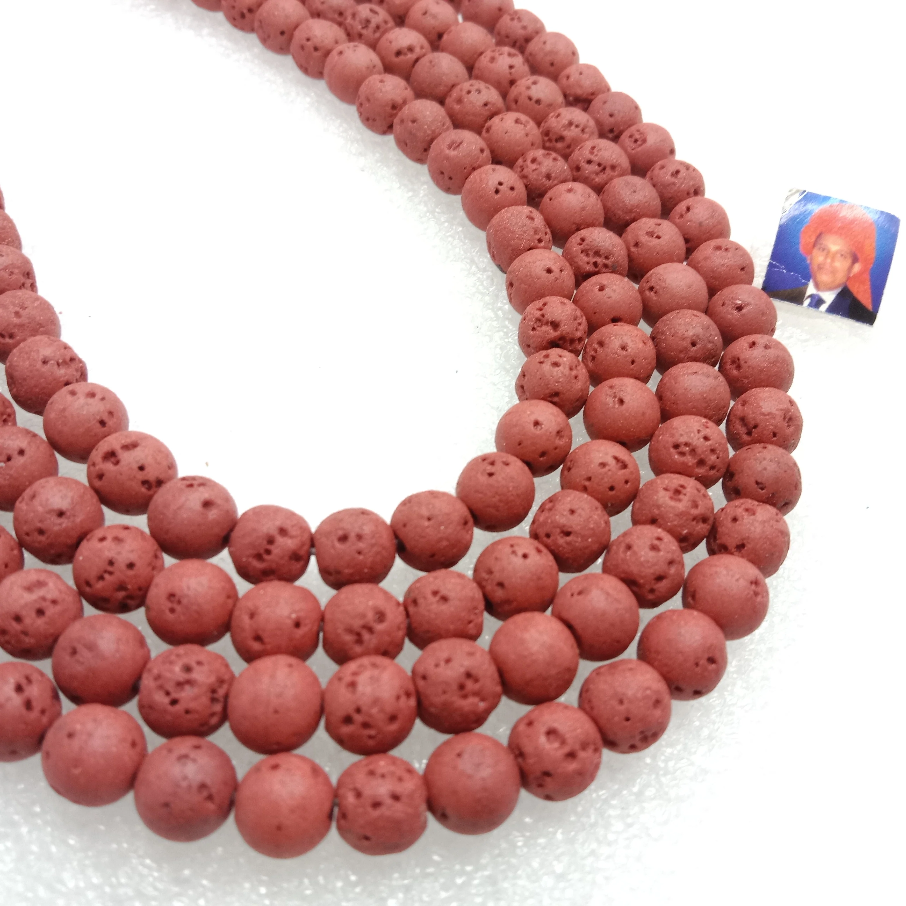Deep red round shape lava beads 8 mm 1 string