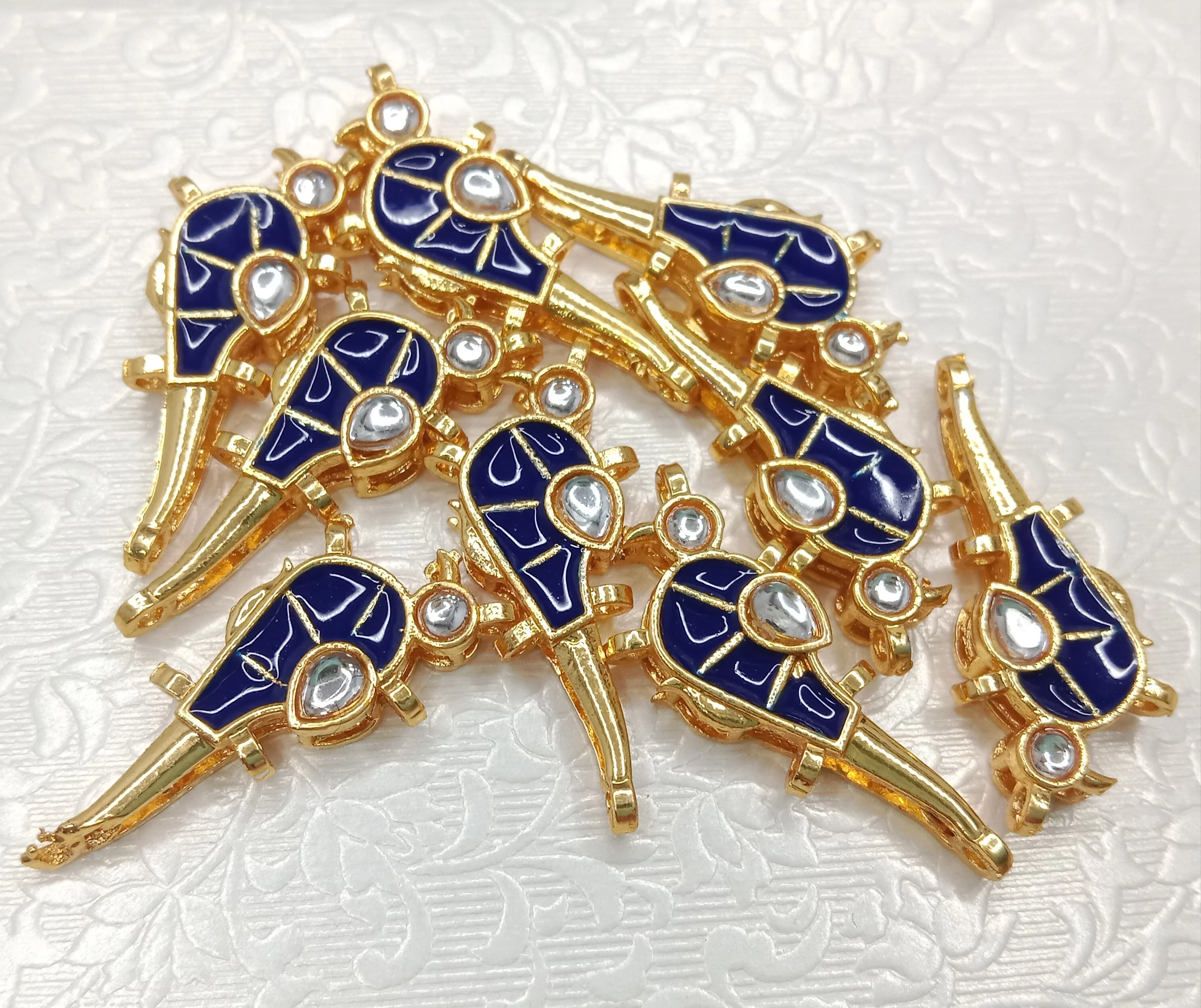 Meenakari parrot design kundan connectors 20pcs