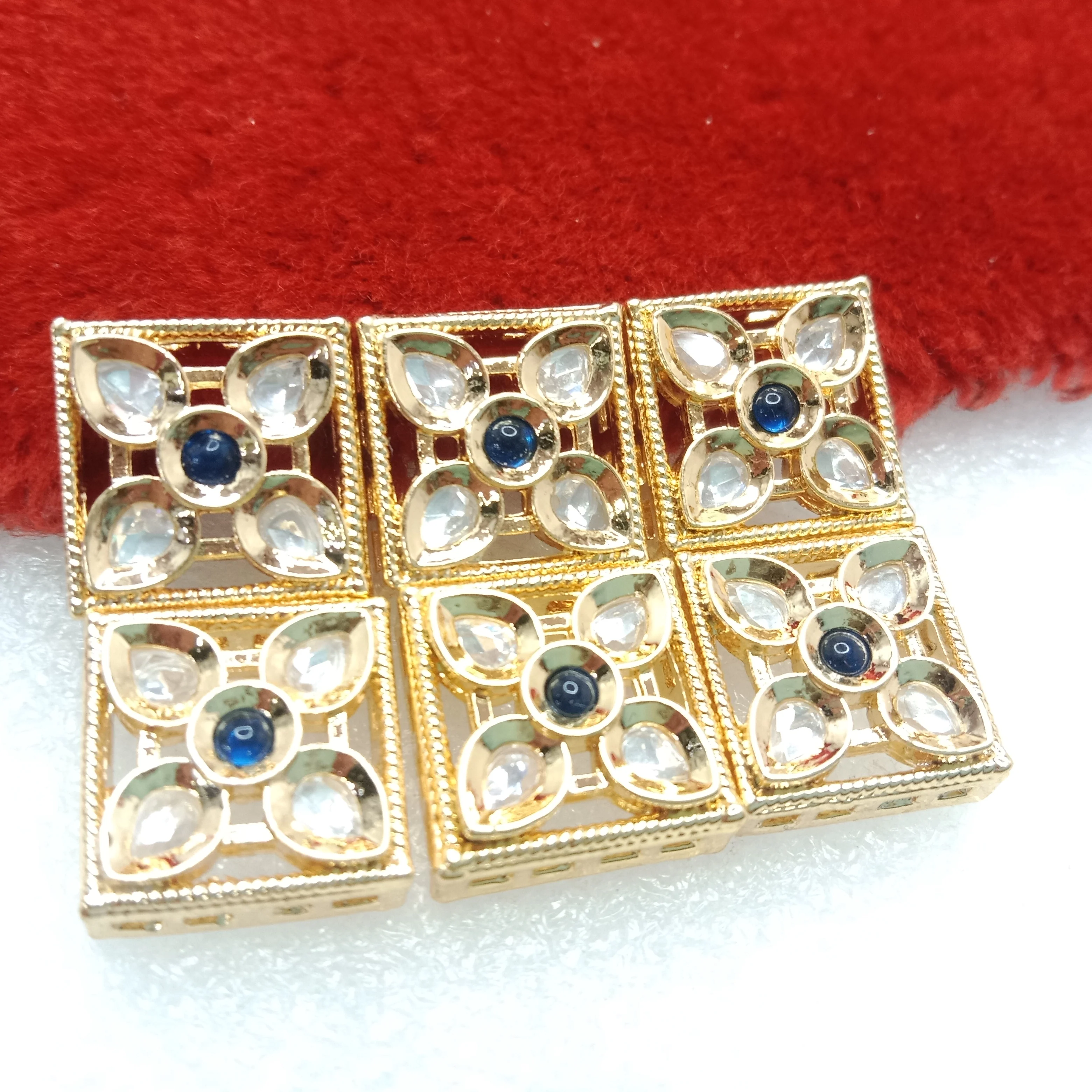 Dark blue (6pcs) high quality kundan connectors 14mm(2cm)