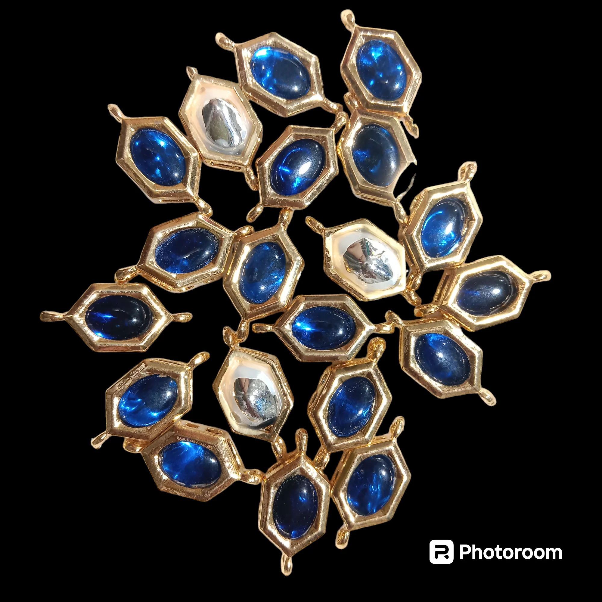 Dark blue(20pcs) high quality kundan connectors (1cm)