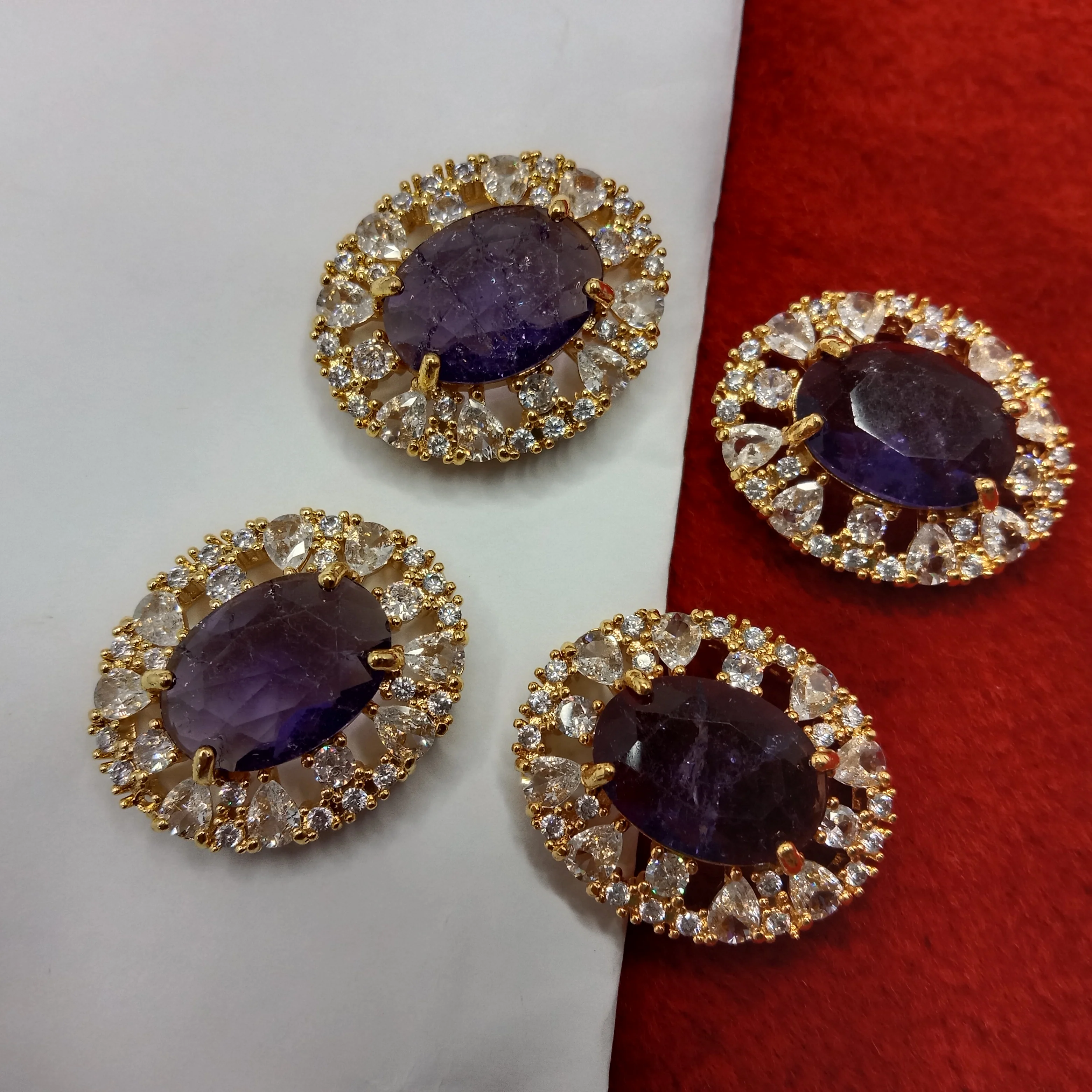 Crack Amethyst stone  (4pcs) high quality AD connectors  26mm(1 inches)