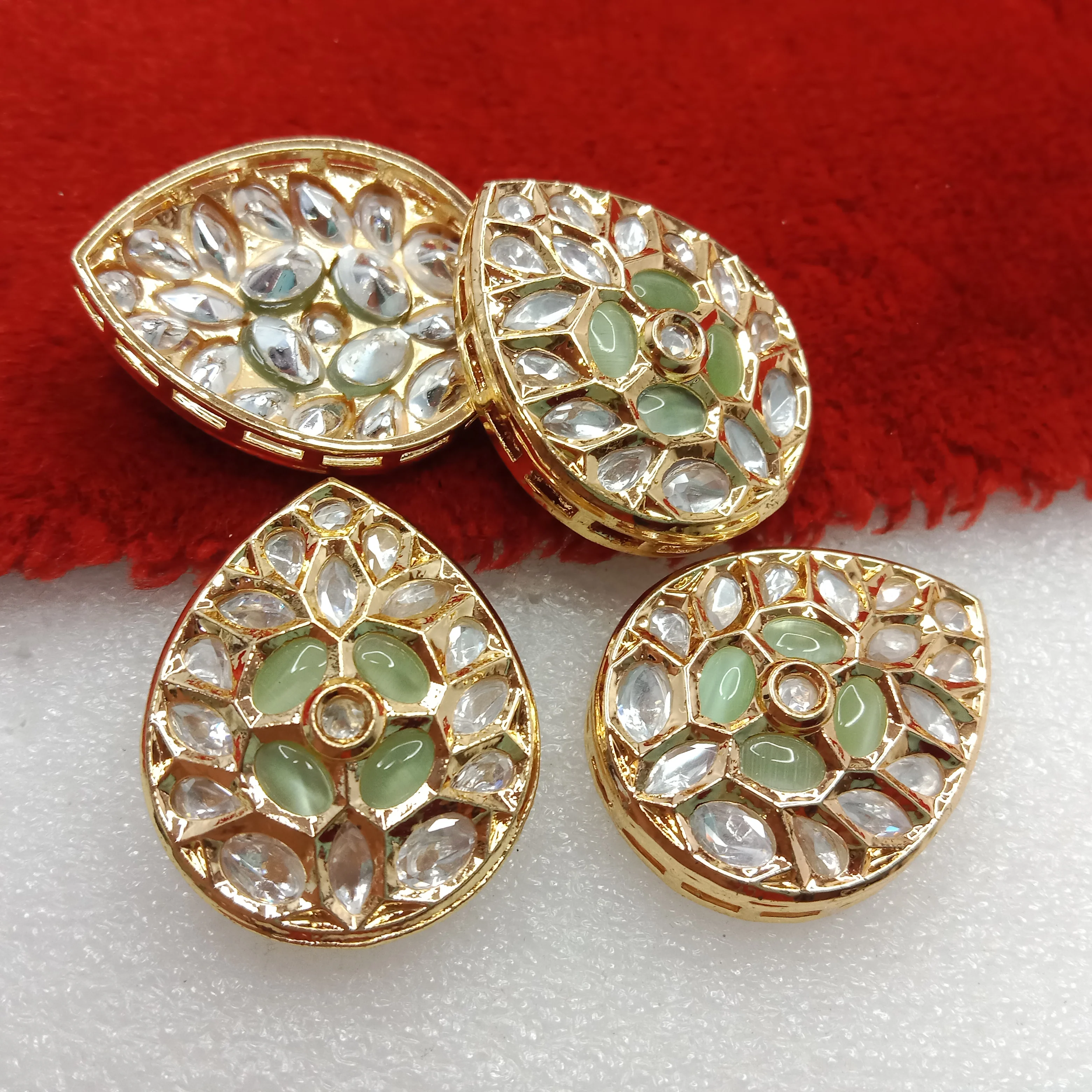 Mint (2pcs) high quality drop shape kundan connectors 33mm(3cm)