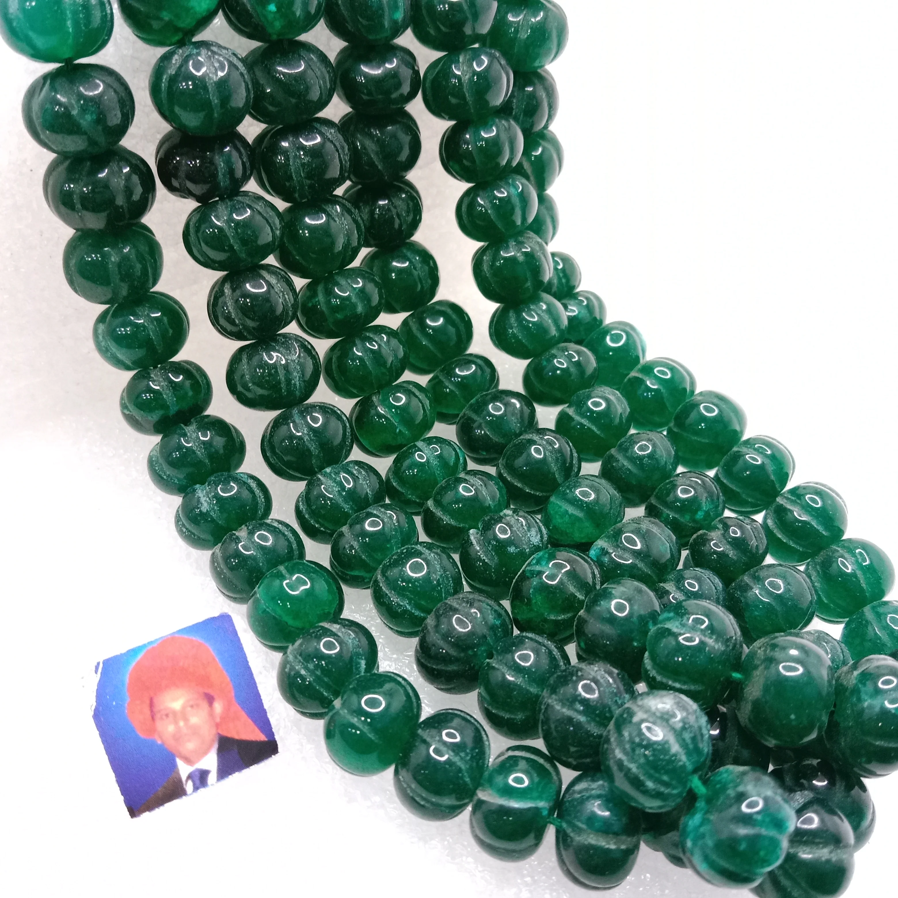 Dark green high quality pumpkin beads 10mm 1 string