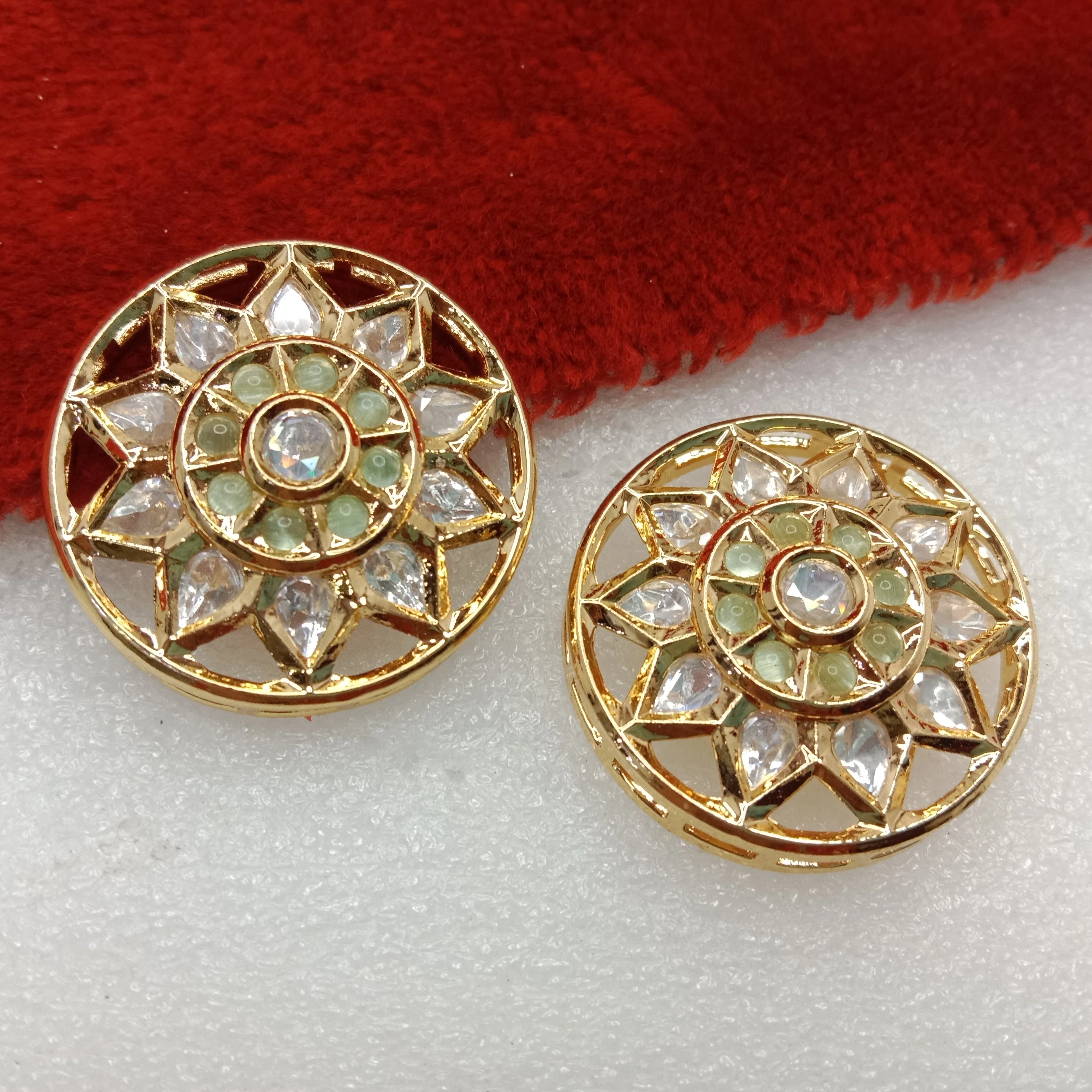 Mint (2pcs) high quality round shape kundan connectors 33mm(3cm)