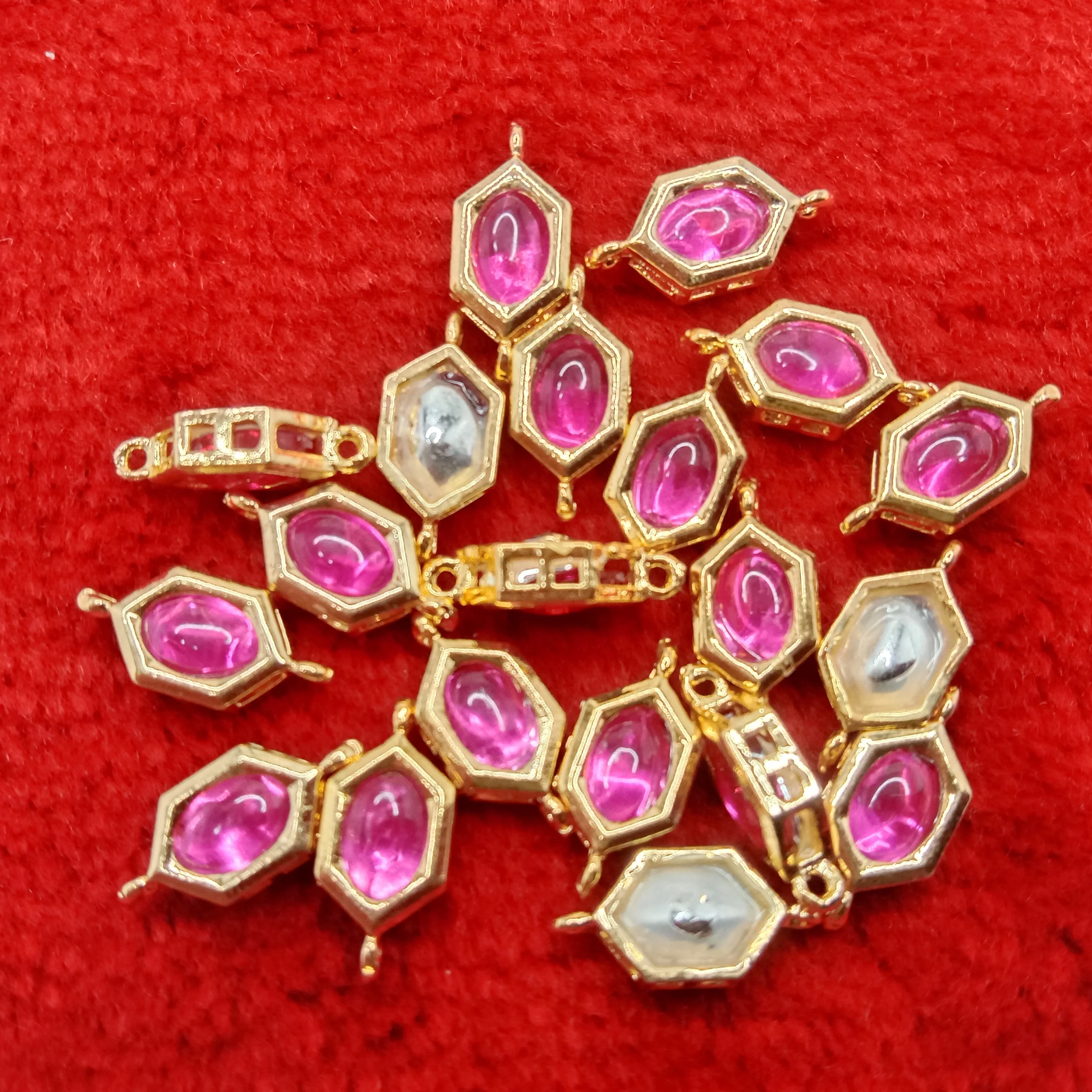 Dark pink(20pcs) high quality kundan connectors (1cm)