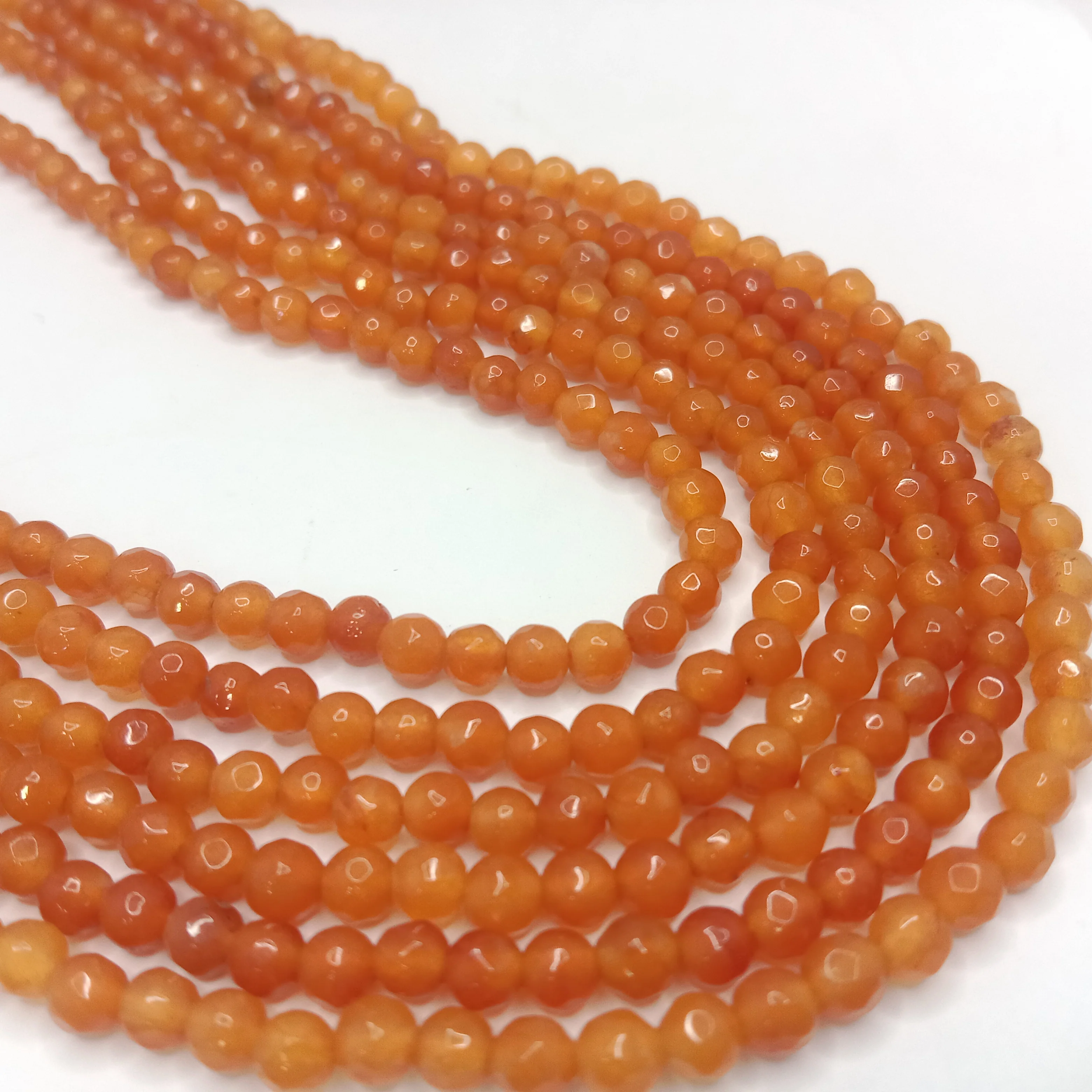Dark shaded orange High Quality agate Round Beads 4mm 1 string