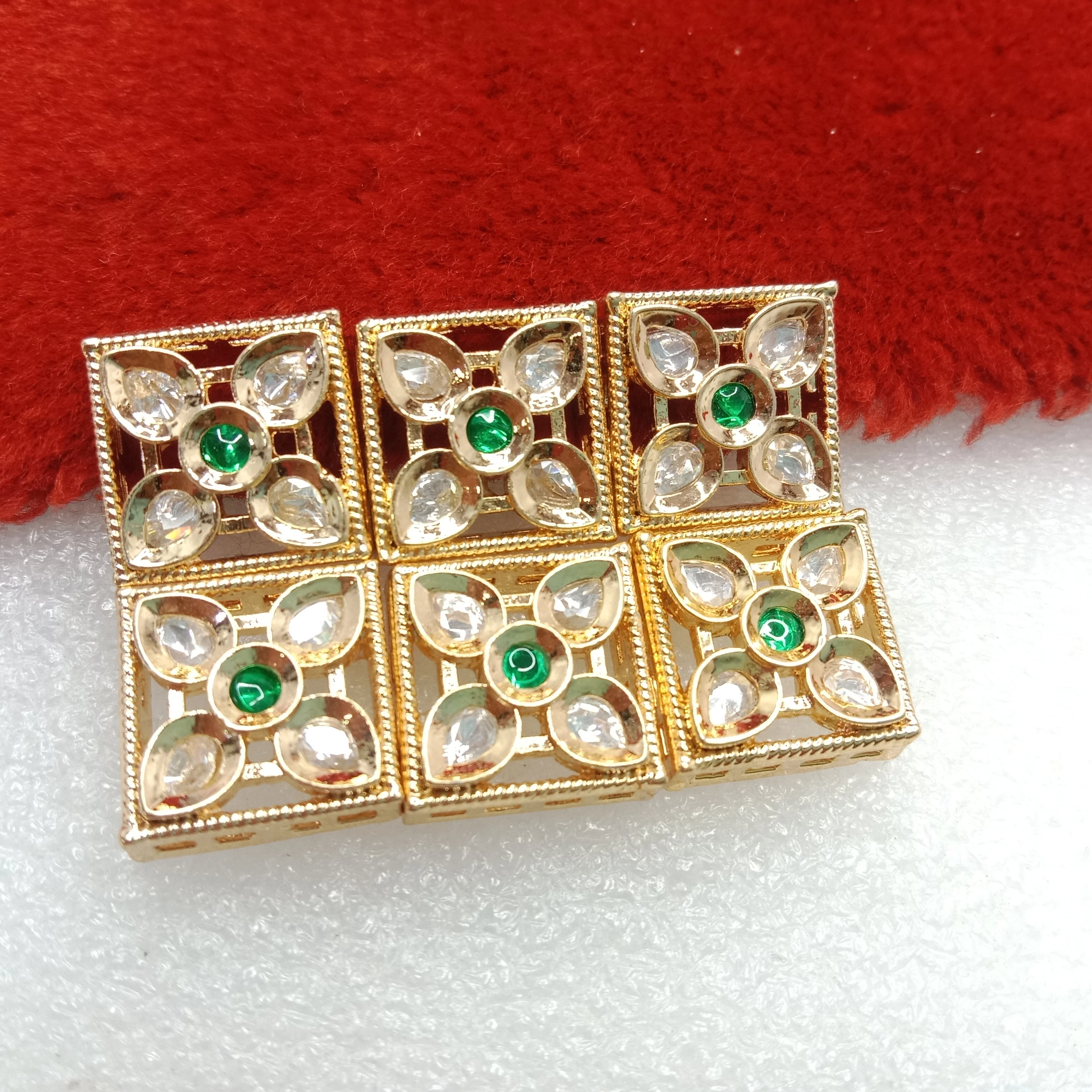 Dark green (6pcs) high quality kundan connectors 14mm(2cm)