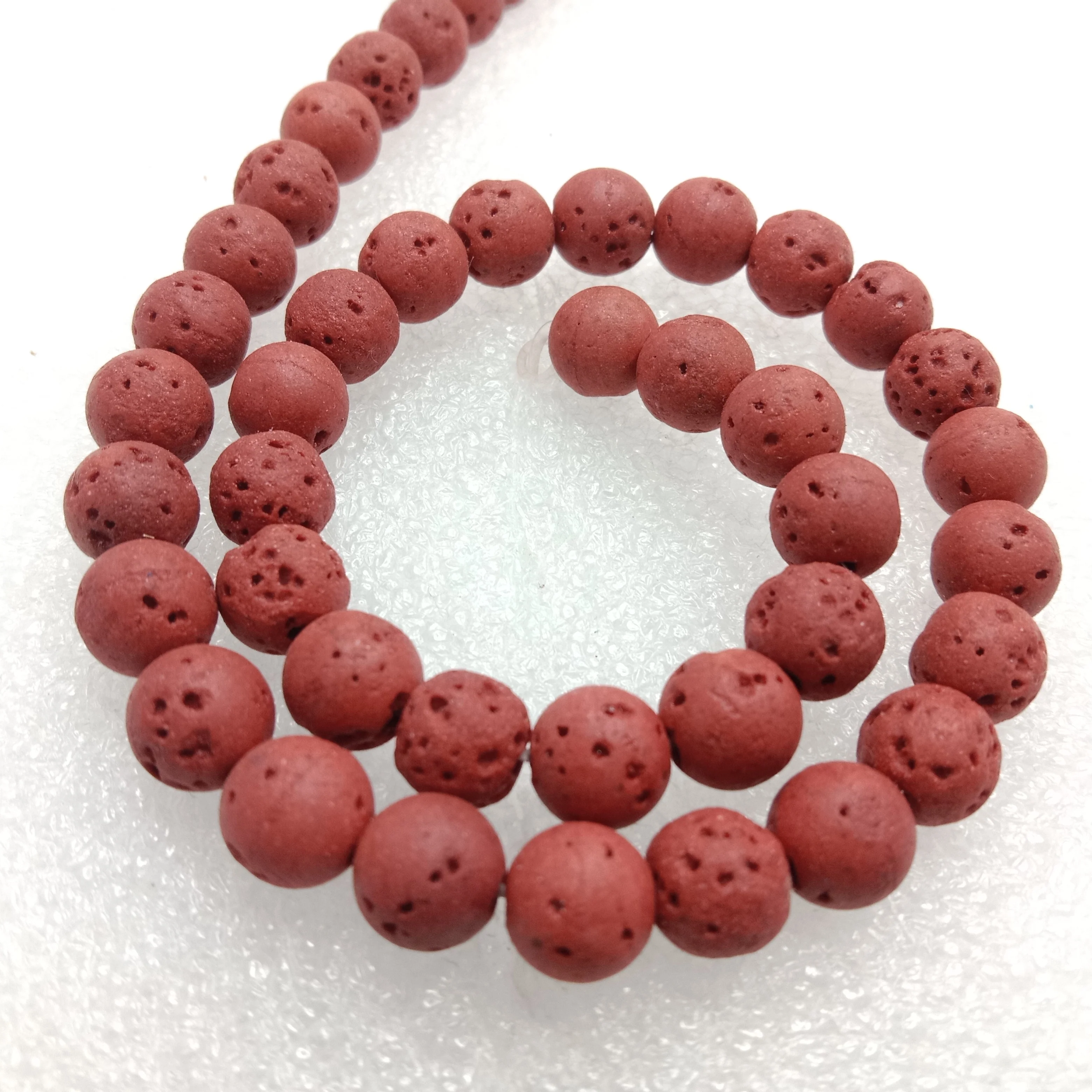 Deep red round shape lava beads 8 mm 1 string