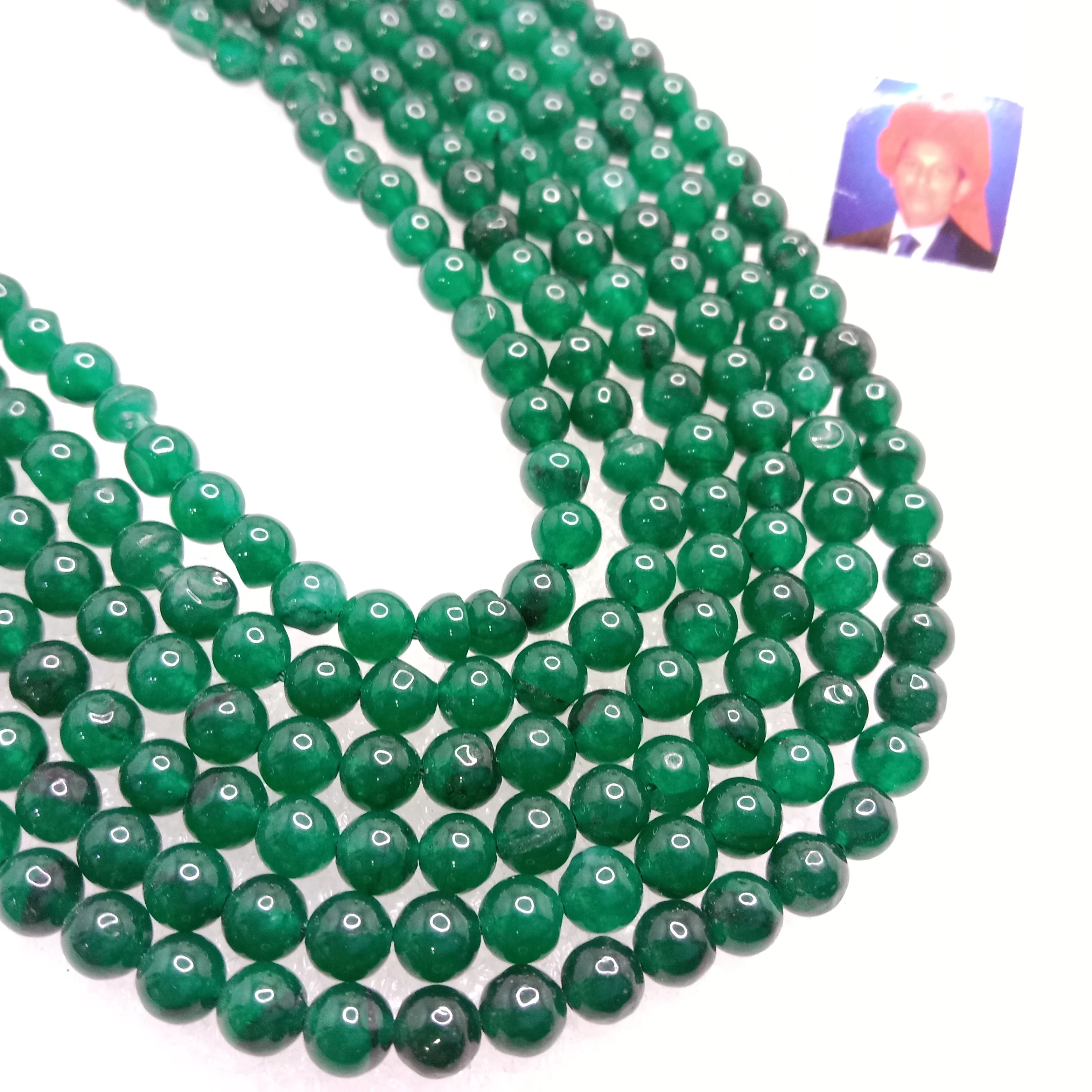 Dark green 6mm plan agate beads 1 string