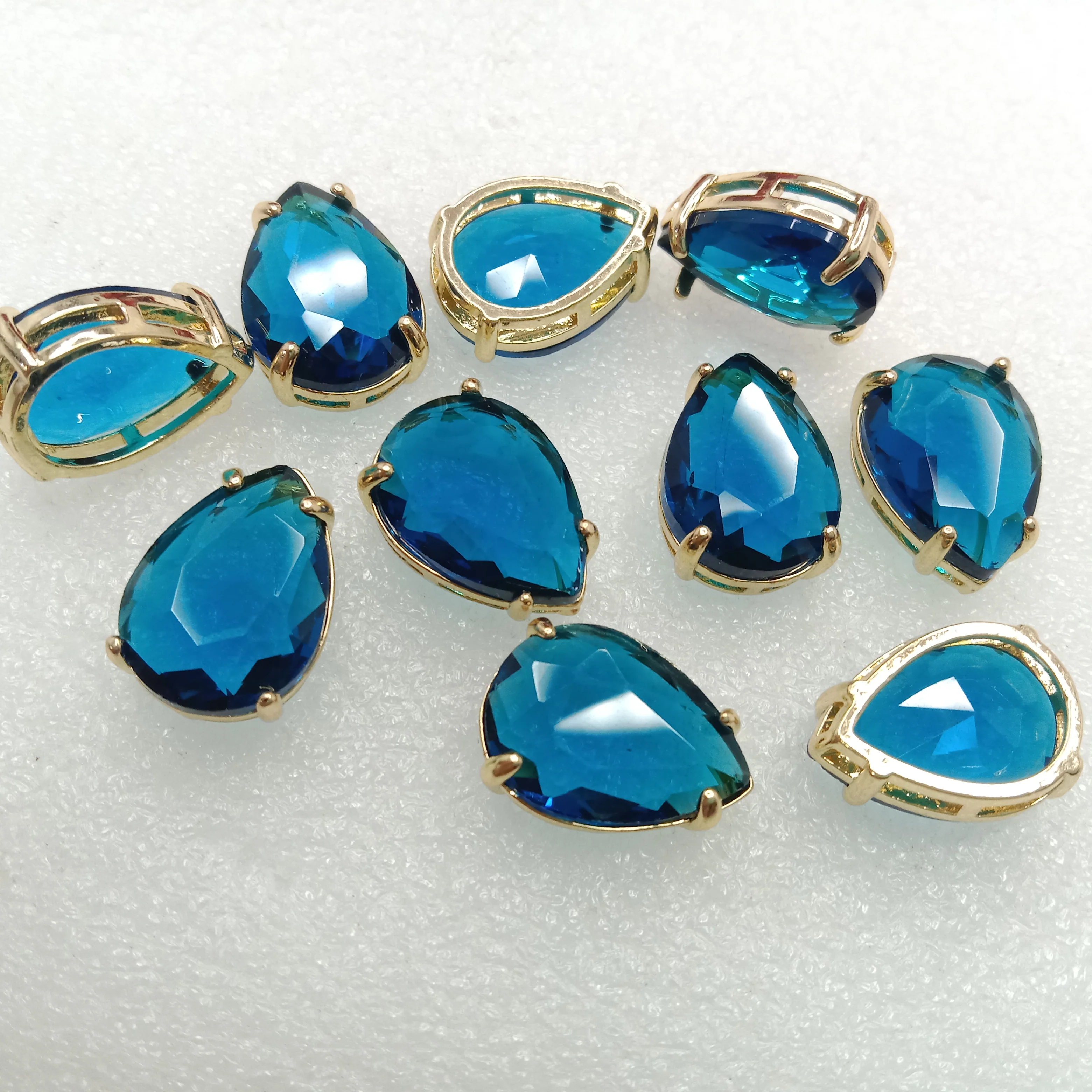 Light blue stone High quality(10pcs)jewellery connectors drop shape 22mm (2cm)