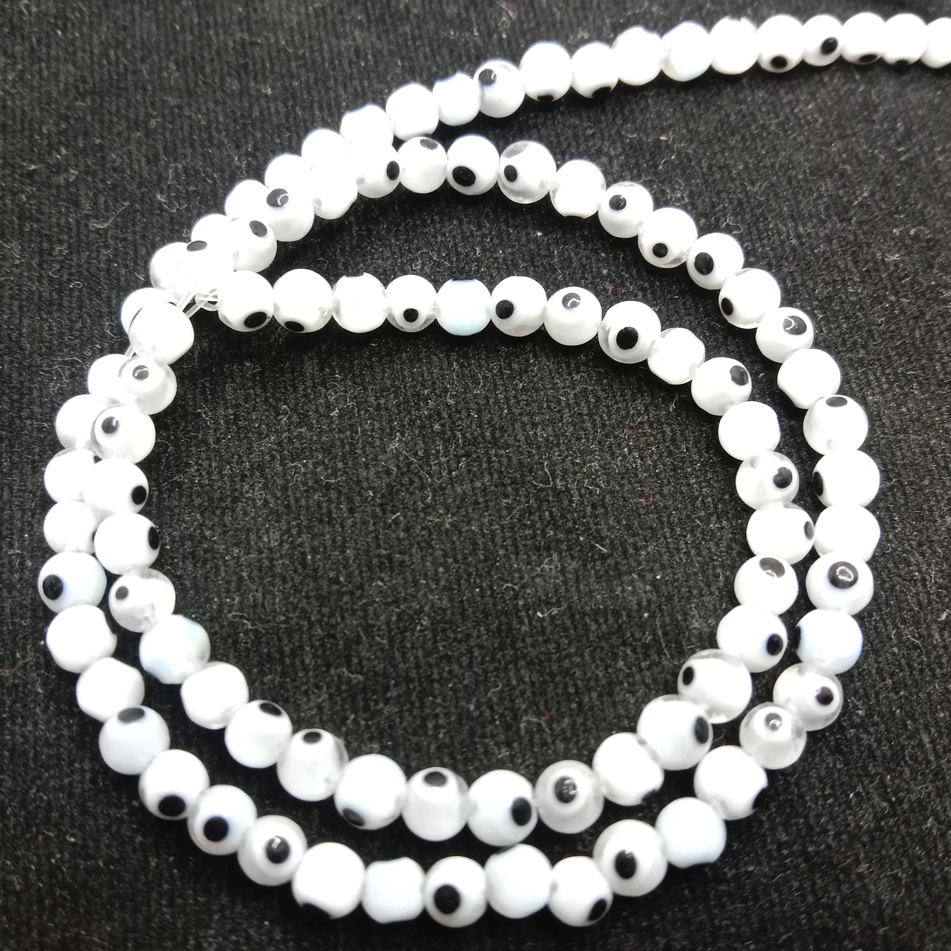 White Evil eye round shape beads 4mm 1string
