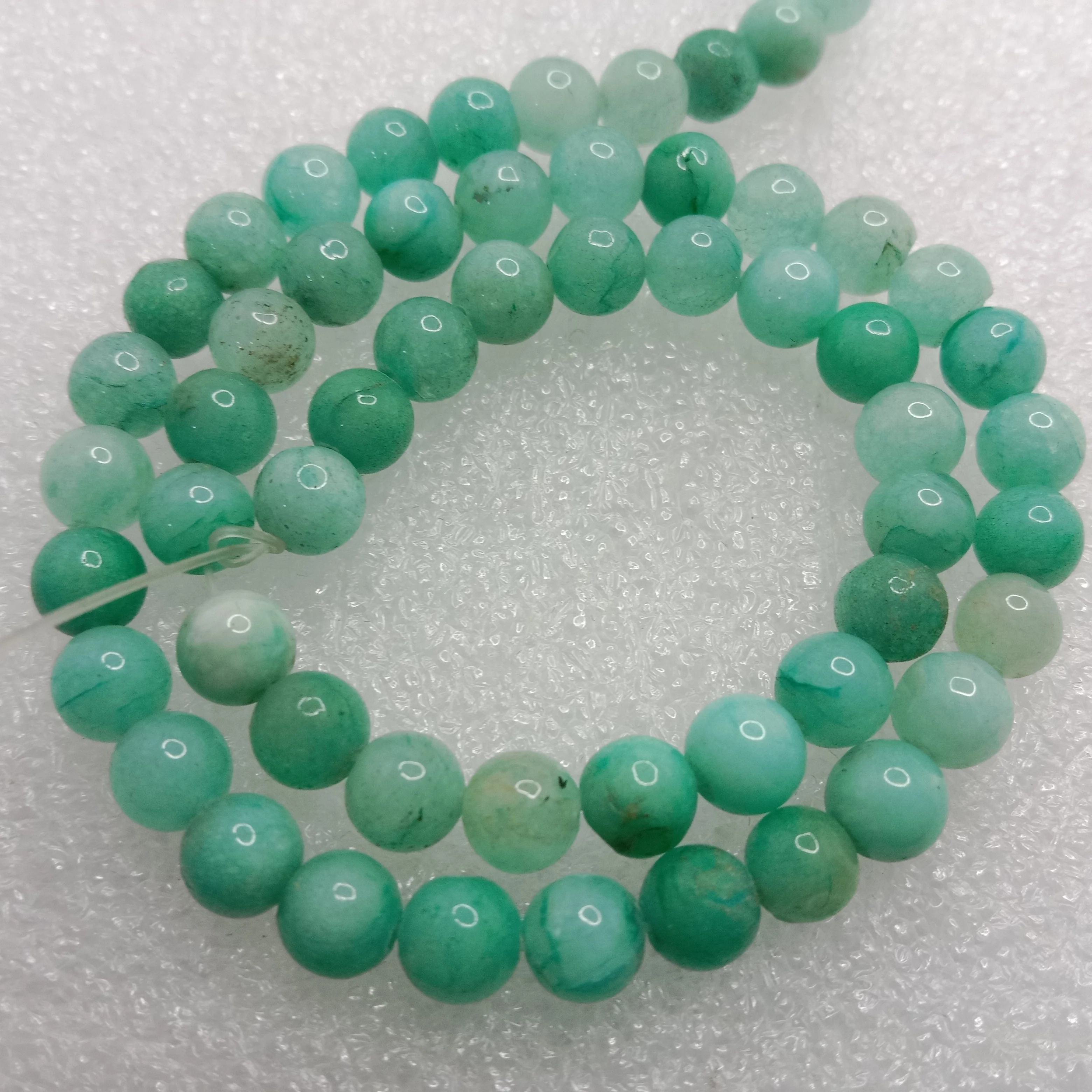 Mix green 6mm plan agate beads 1 string