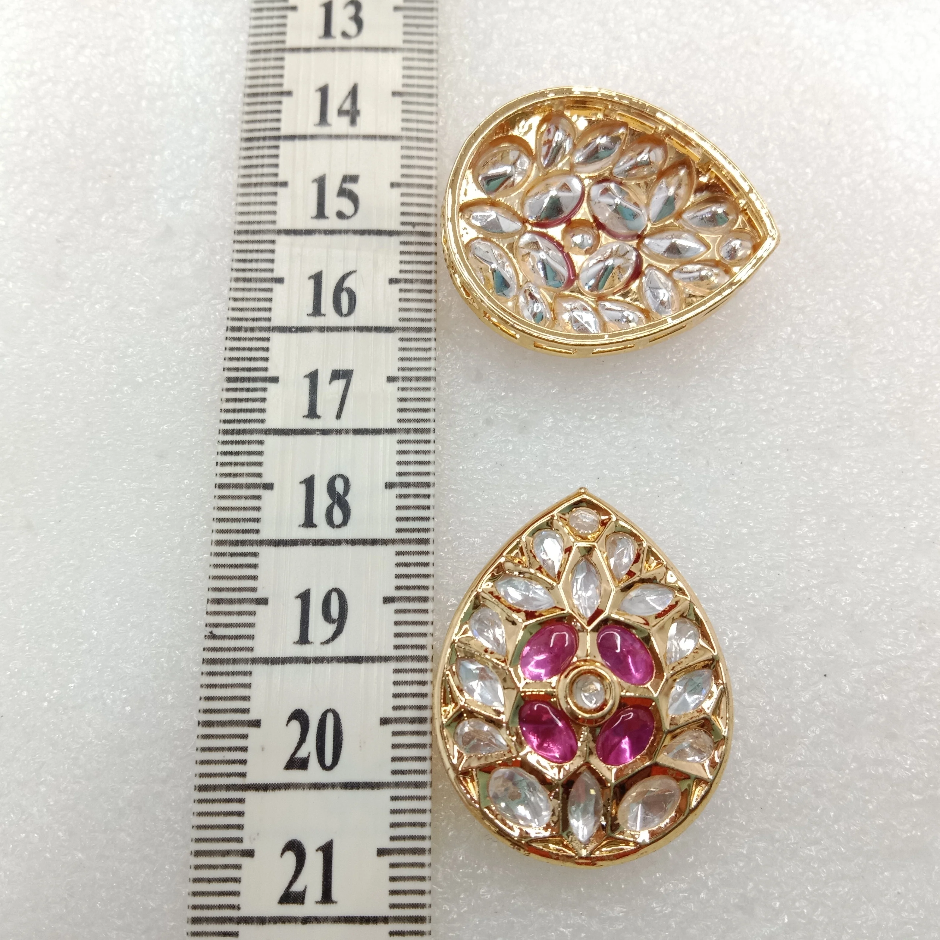 Dark pink(2pcs) high quality drop shape kundan connectors 33mm(3cm)