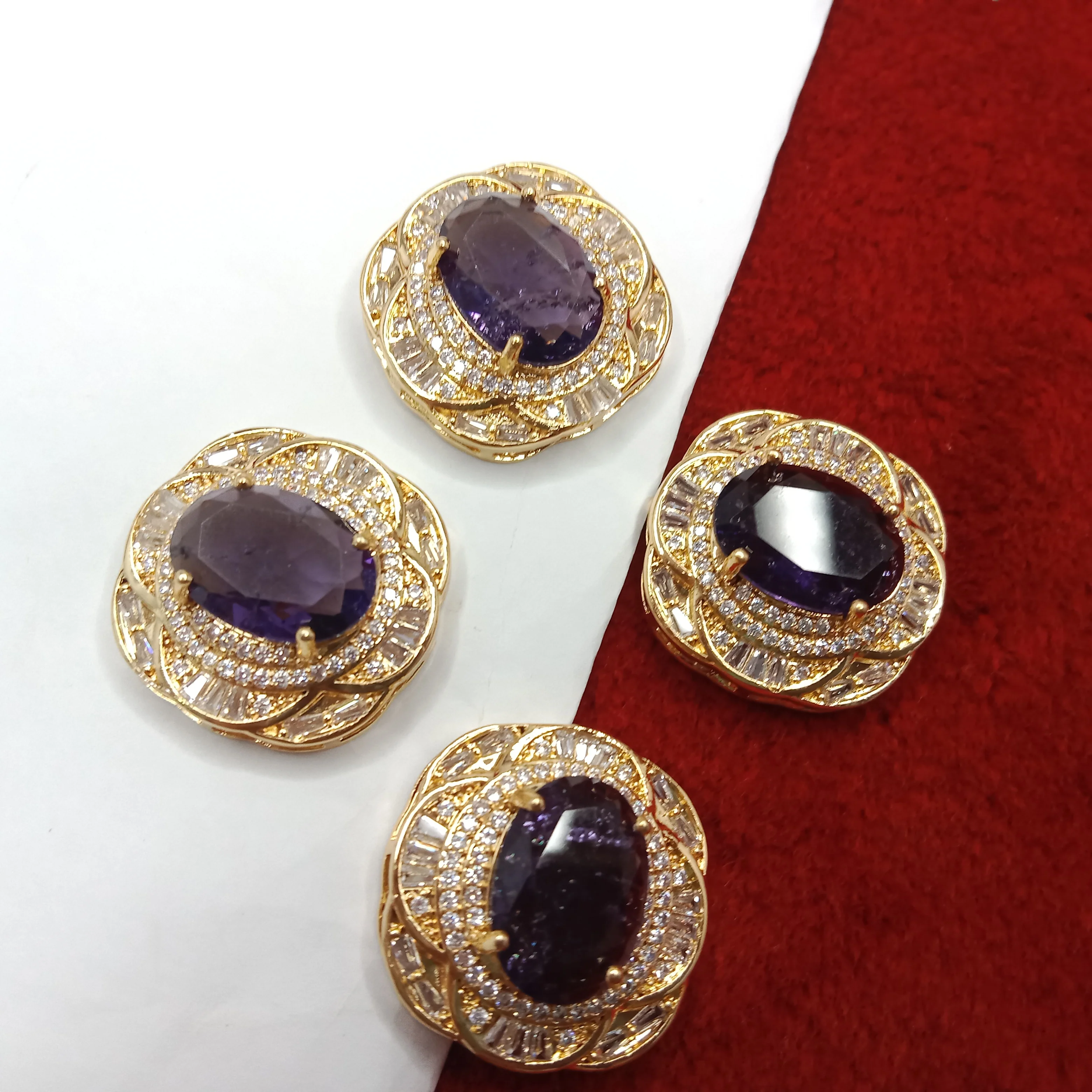 High quality purple crack stone AD connectors 22mm(2cm) (2pcs)
