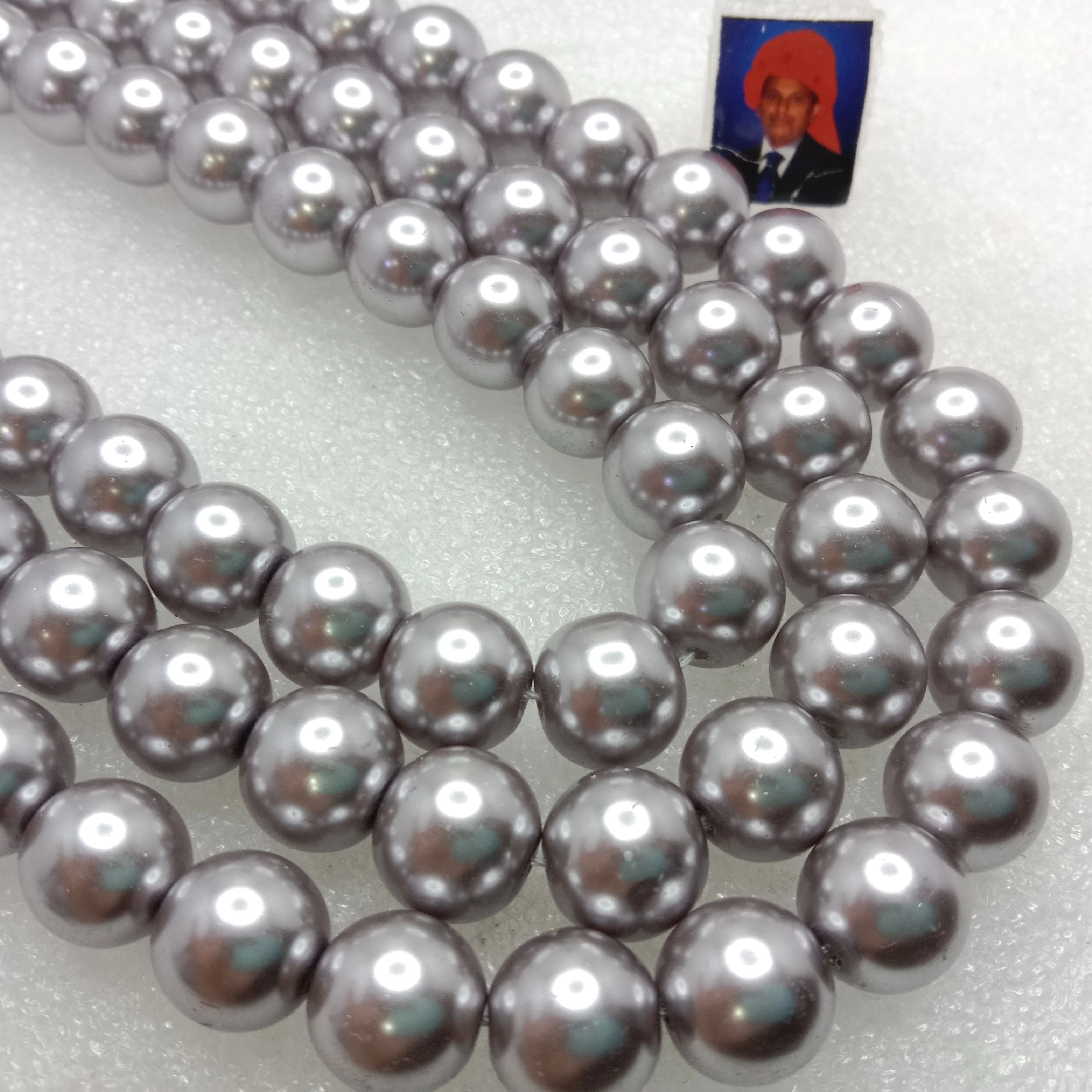 High quality grey metallic pearls  12 mm 1 string