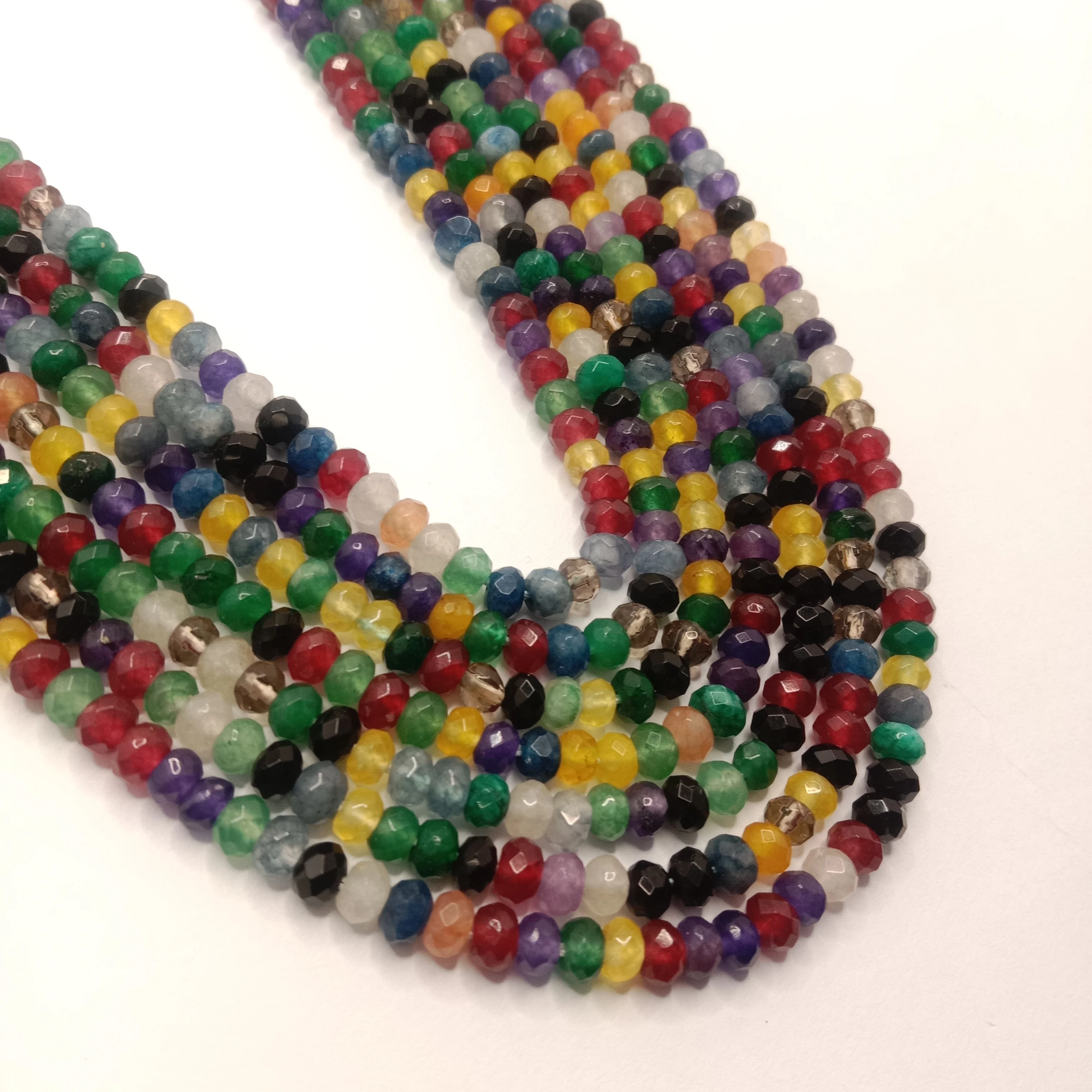 Multi colour High Quality agate Rondell Beads 4mm 1 string